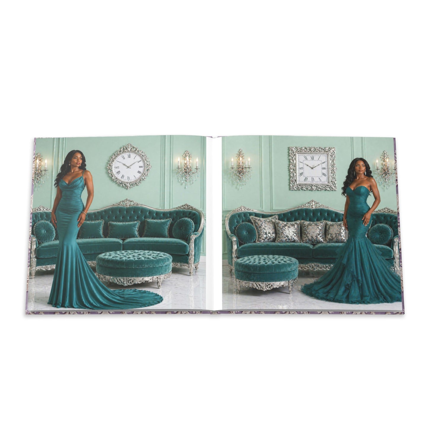 High Fashion Photos Featuring Ball Gowns - Lavender Rococo Hardcover Photo Book — Elegant Vintage-Style Keepsake