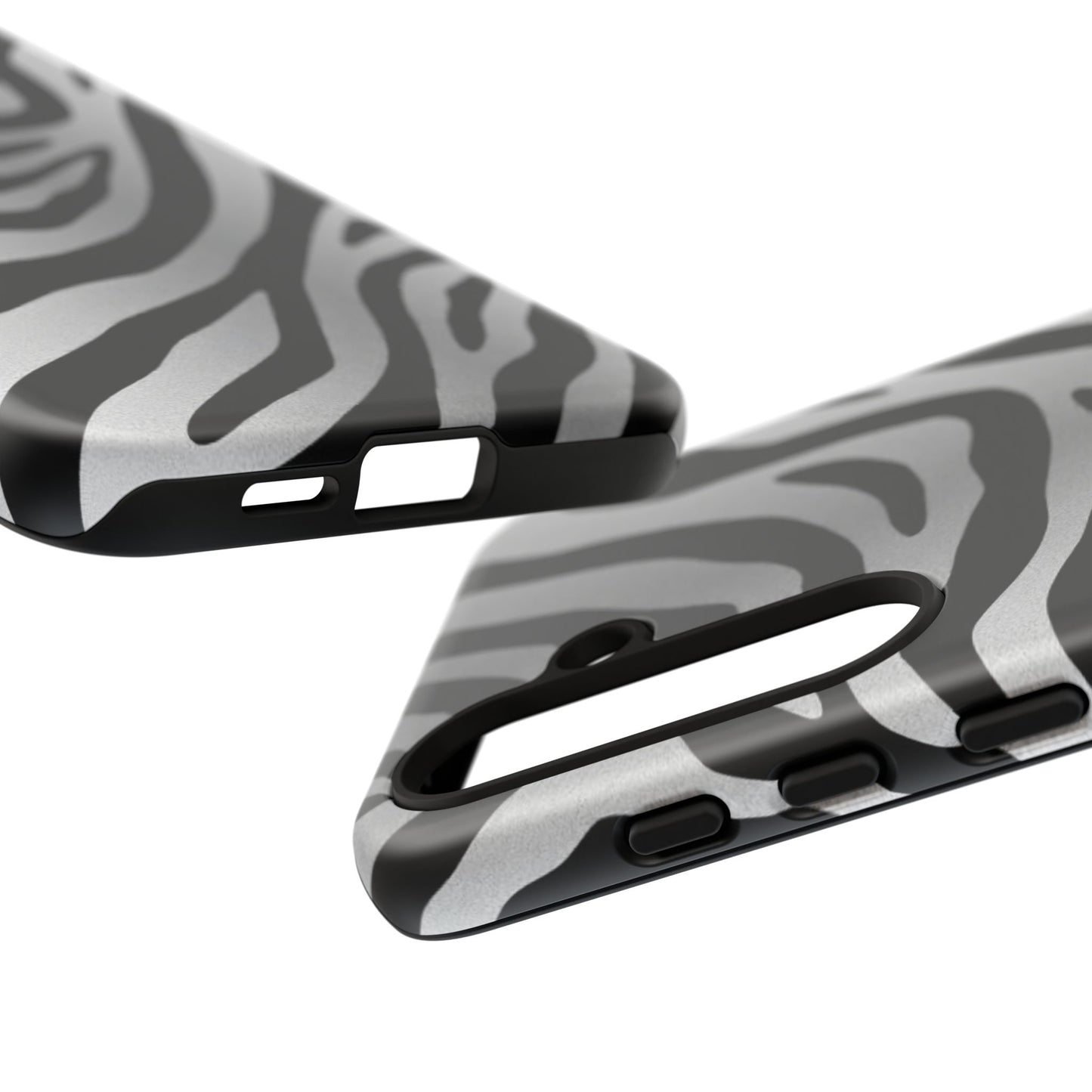 Zebra Print Tough Phone Case - Silver