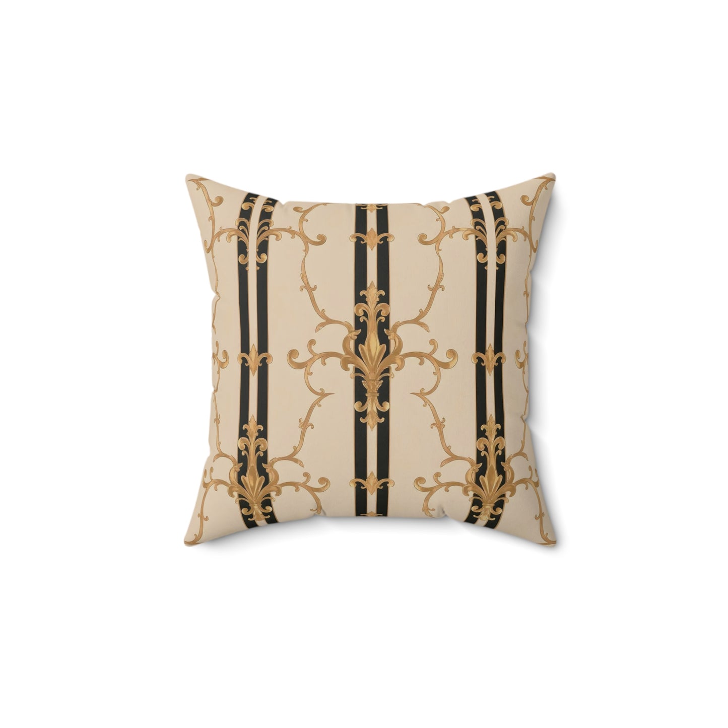 Elegant Decorative Pillow, Stylish Home Decor, Luxurious Throw Cushion, Gift for Her, Bedroom Accent - Black & Beige Striped Damask