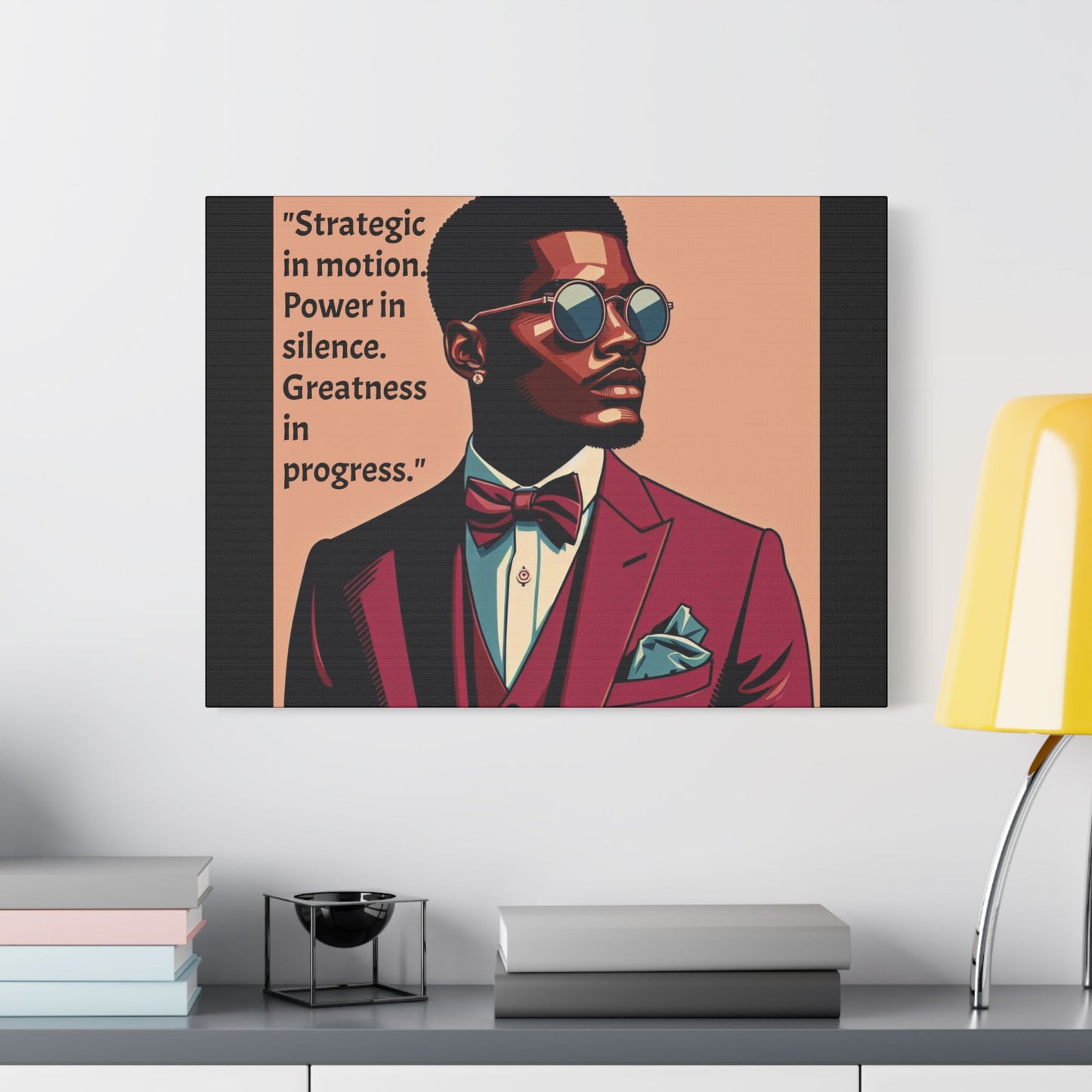 Afro Art Print Canvas, Wall Decor, Satin Stretched Canvas, African American Art, Office Decor, Home Decor - "Strategic In Motion...."