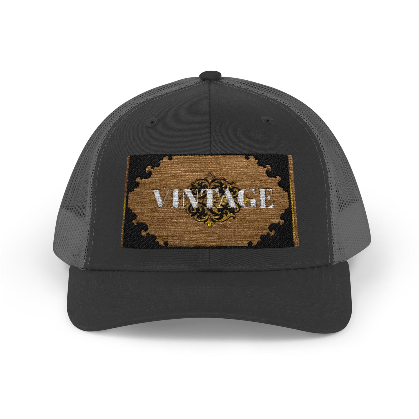 Mauve & Black-Gold Vintage Baroque Patch Trucker Cap