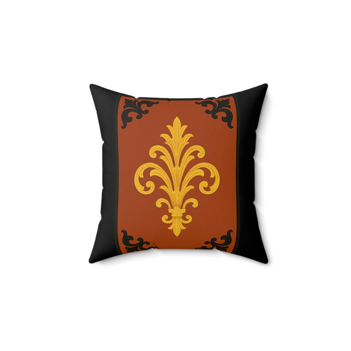 Dusk Terracotta Baroque Faux Suede Pillow — Decorative Throw Cushion