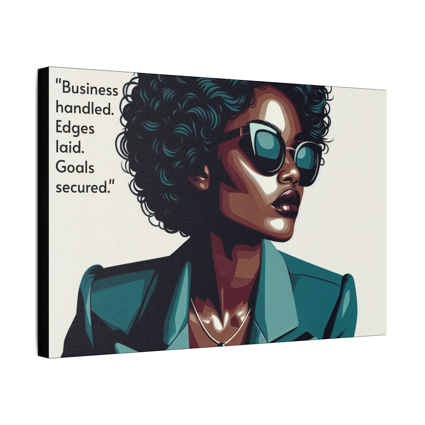 Afro Art Print Canvas, Wall Decor, Satin Stretched Canvas, African American Art, Office Decor, Home Decor - "Business handled."
