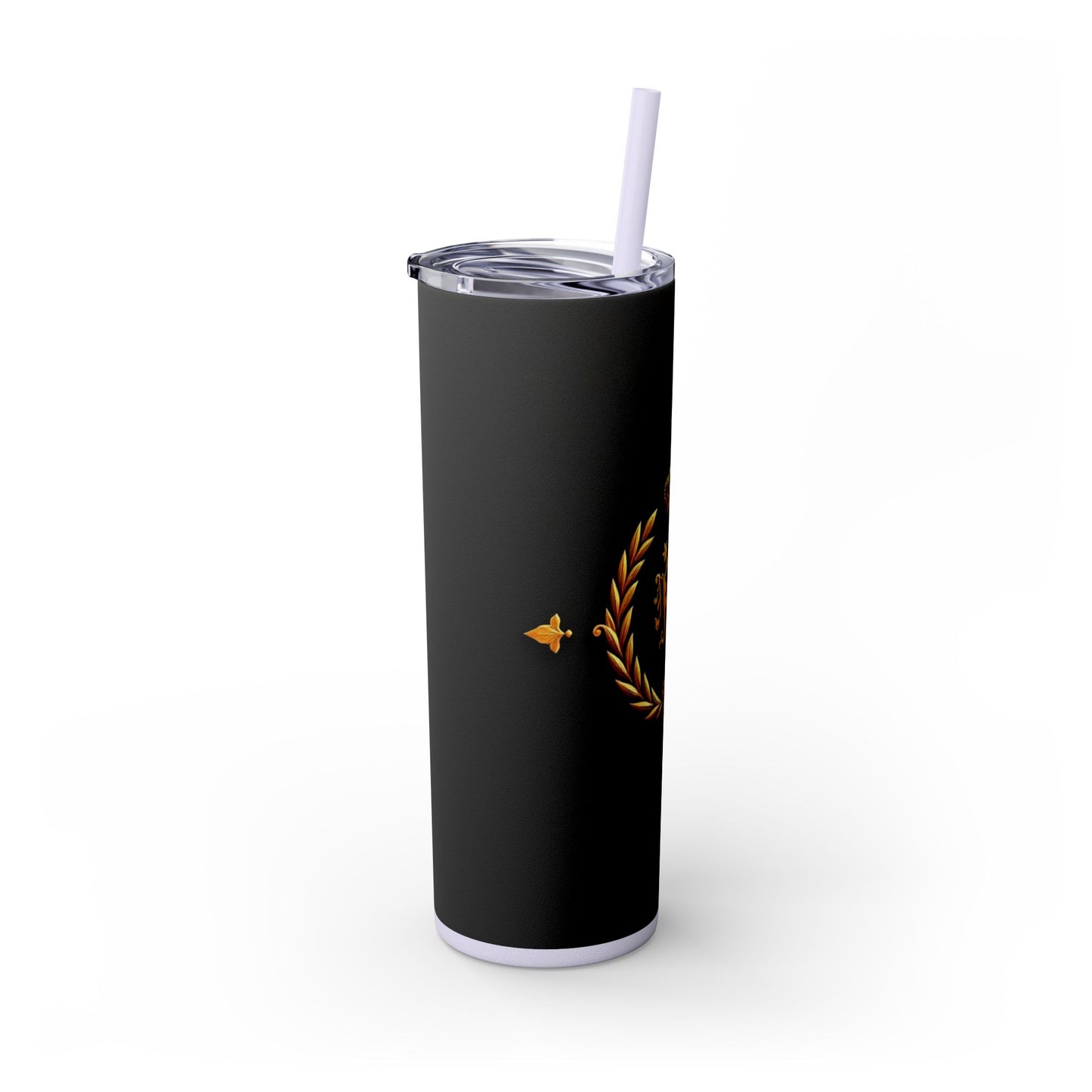 Elegant Gold Crown Skinny Tumbler with Straw, 20oz - Stylish Drinkware for Every Occasion, Royal Inspired, Ideal Gift for Her - Gold Crest