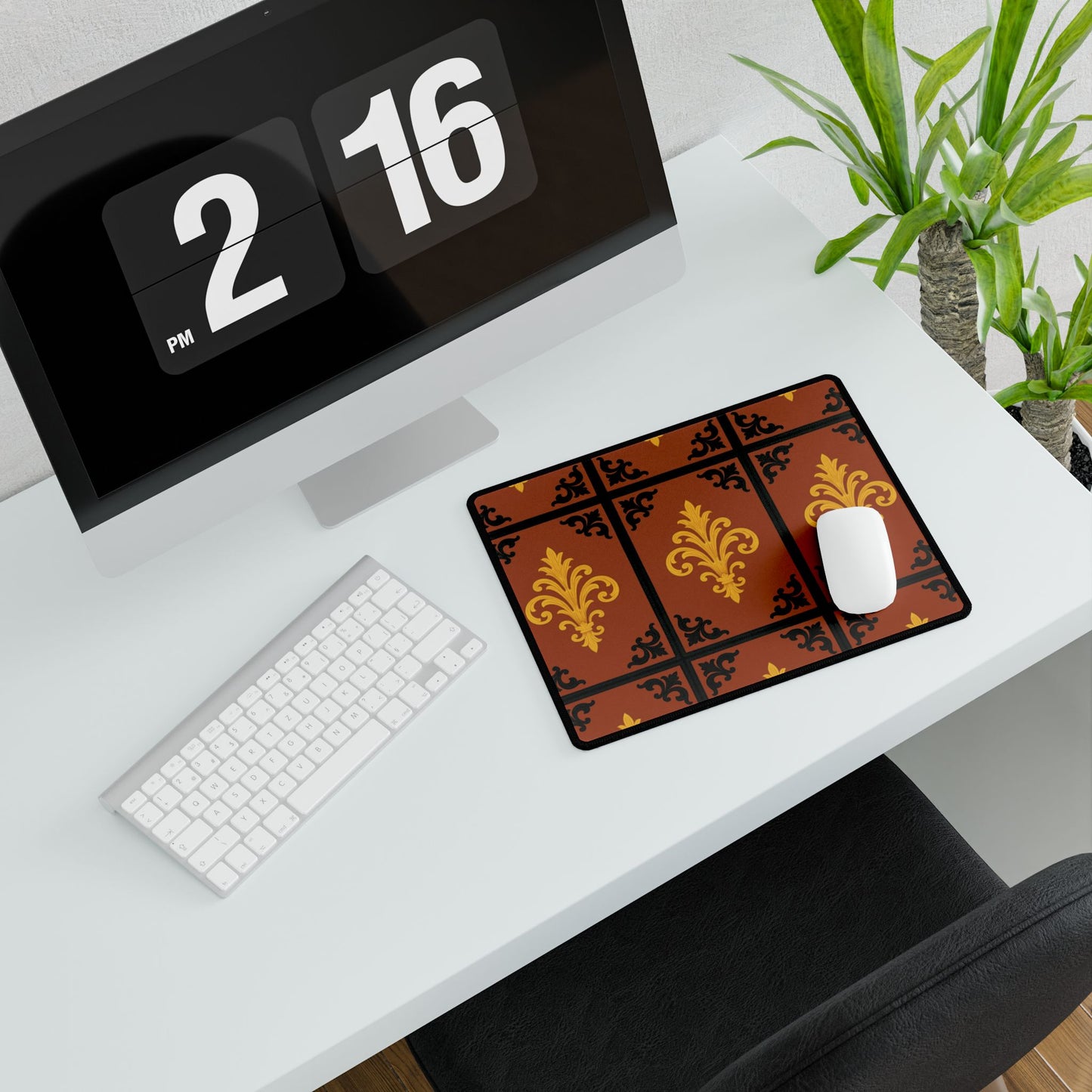 Dusk Terracotta Baroque Victorian Desk Mat — Ornate Gaming/Office Desk Pad