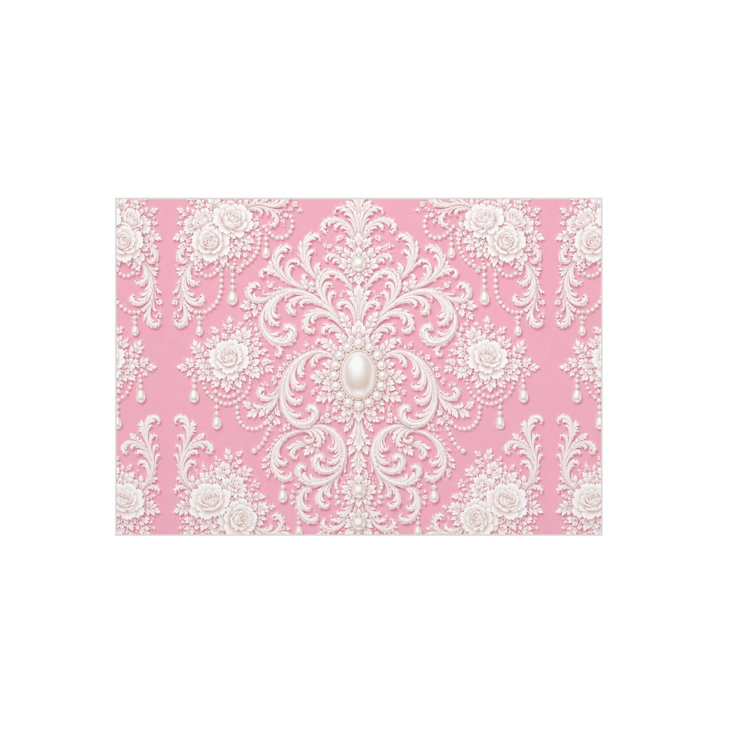 Pink Rococo Pearl Foam Board Wall Art — Elegant Vintage Floral Accent