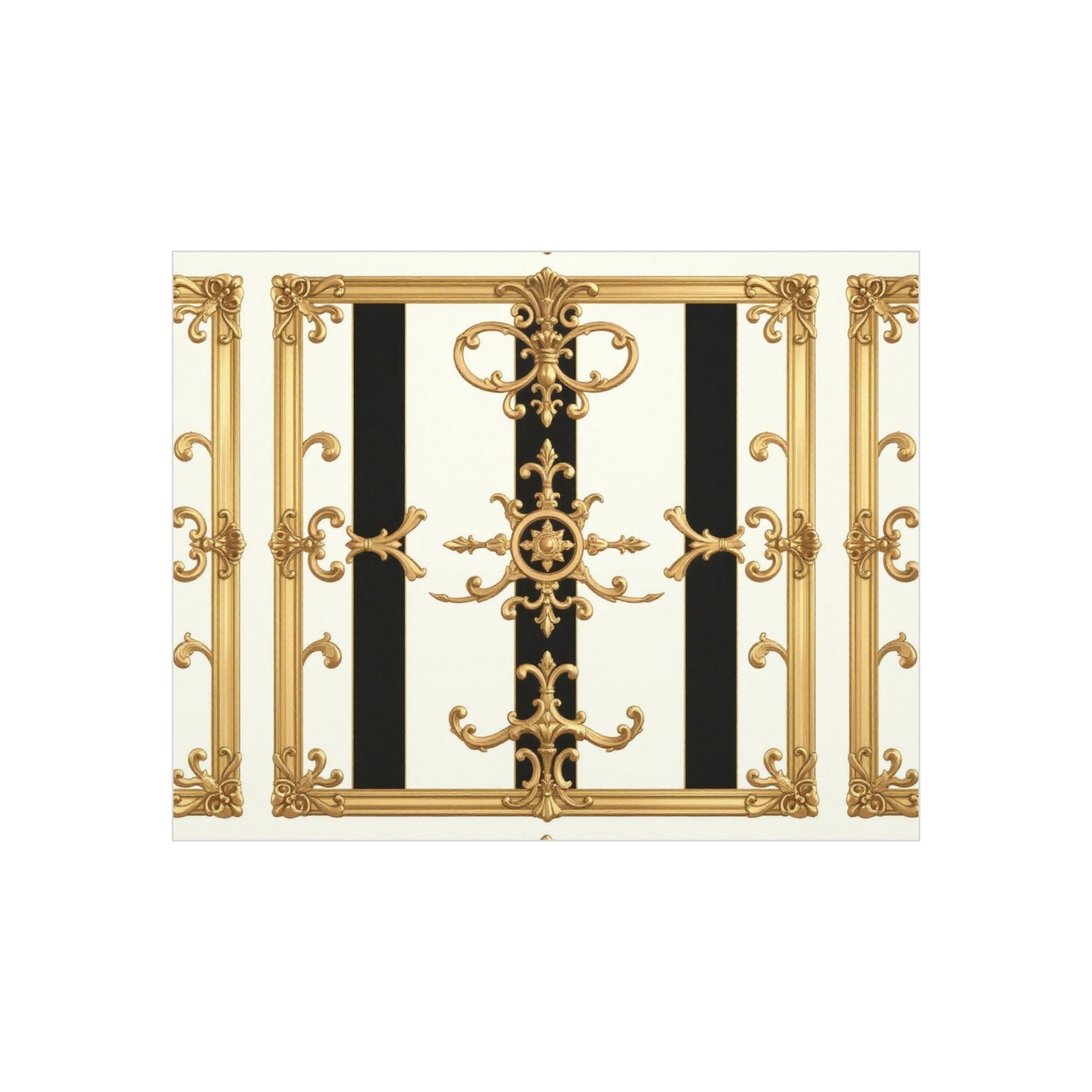 Elegant Foam Board Wall Art, Decorative Display, Home Decor, Office Decor, Visual Boards, Art Displays - Black & White Striped Gold Baroque