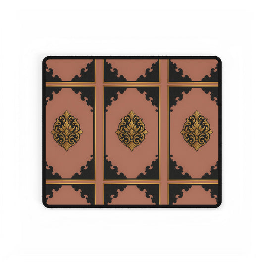Mauve & Black-Gold Baroque Desk Mat — Vintage Baroque Mouse Pad for Desk Decor