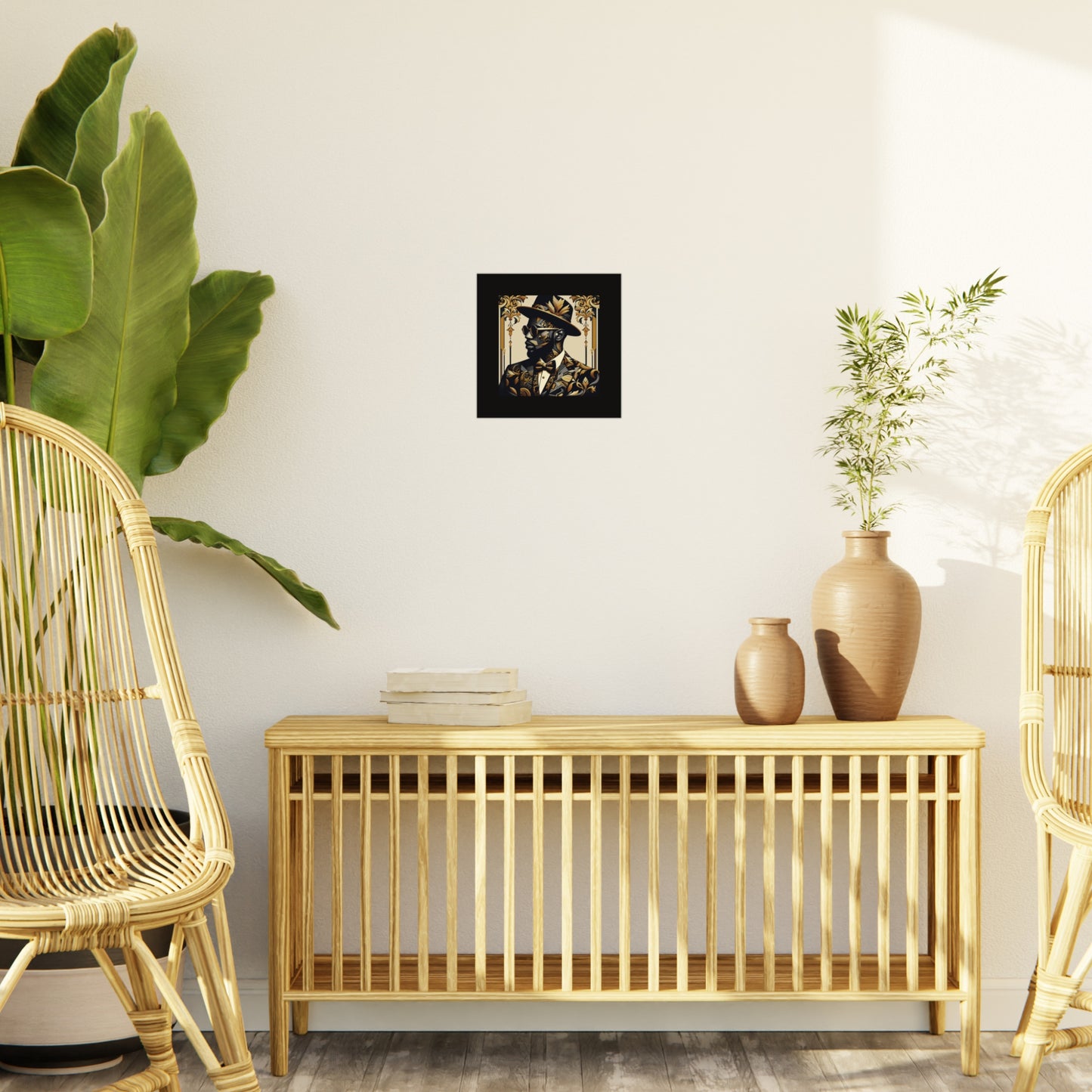 Stylish Foam Board Art, Elegant Wall Decor, Home Office Decoration, Modern Portraits, Unique Gifts for Art Lovers - Damask Man in Black & Gold