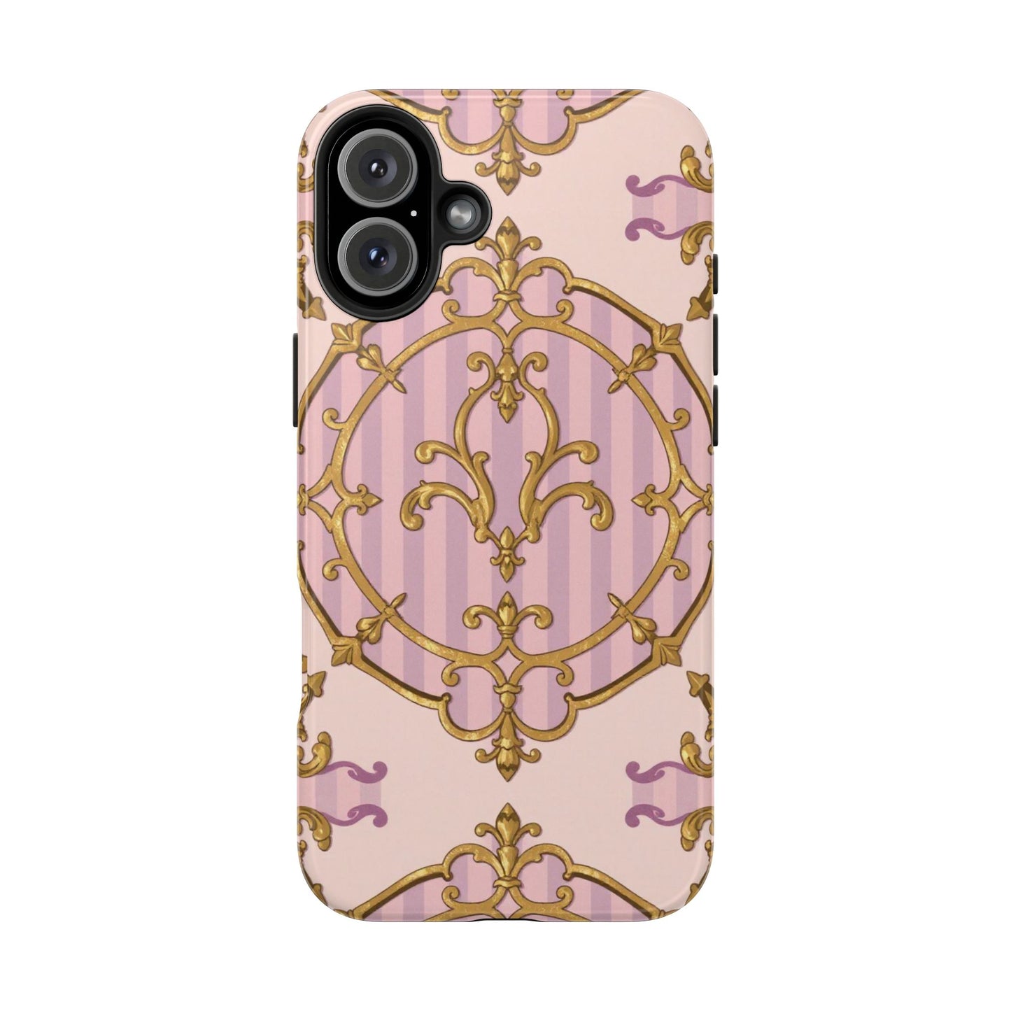 Elegant Vintage Phone Case, Tough Phone Case, Lavender & Alabaster Striped Gold Baroque Phone Cover, Stylish Phone Protector, Gift for Her