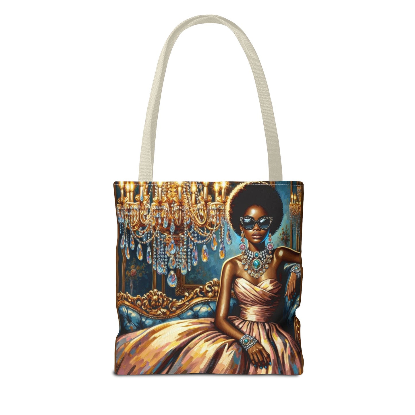 Elegant Fashion Tote Bag, Chic Handbag for Women, Stylish Shopping Bag, Glamorous Gift for Her, Art Tote - Elegant Lady & Chandelier