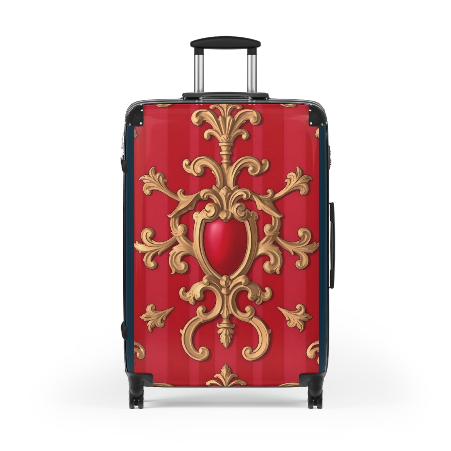 Elegant Red Ornate Suitcase - Travel Luggage for Stylish Journeys, Weekend Getaways, Fashionable Travel, Gift for Travelers - Red Baroque