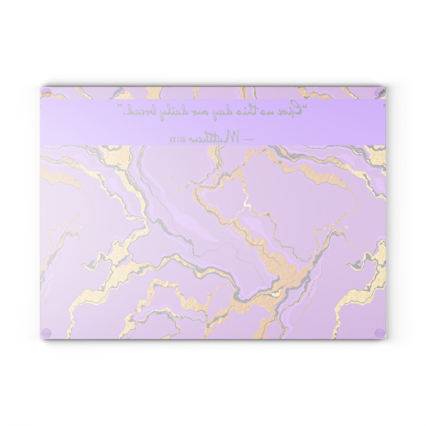 Elegant Lavender Marble Glass Cutting Board, Kitchen Decor, Wedding Gift, Hostess Gift, Unique Gift for Foodies - Matthew 6:11