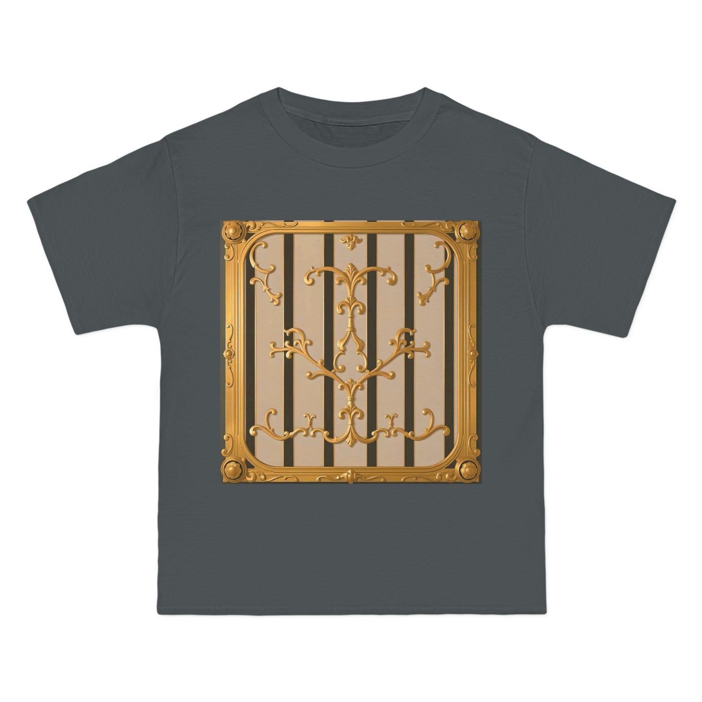 Beefy-T® Unisex Short-Sleeve T-Shirt - Beige Striped Gold Rococo