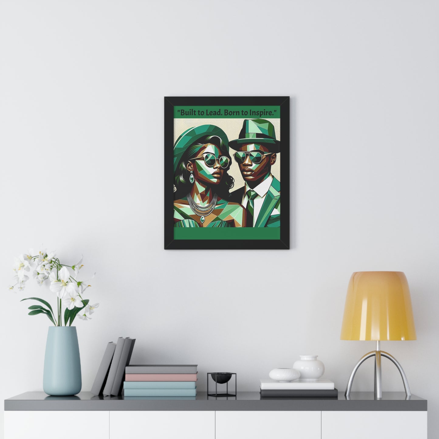 Stylish Framed Vertical Poster - Modern Art for Home Decor - "Built to Lead. Born to Inspire."