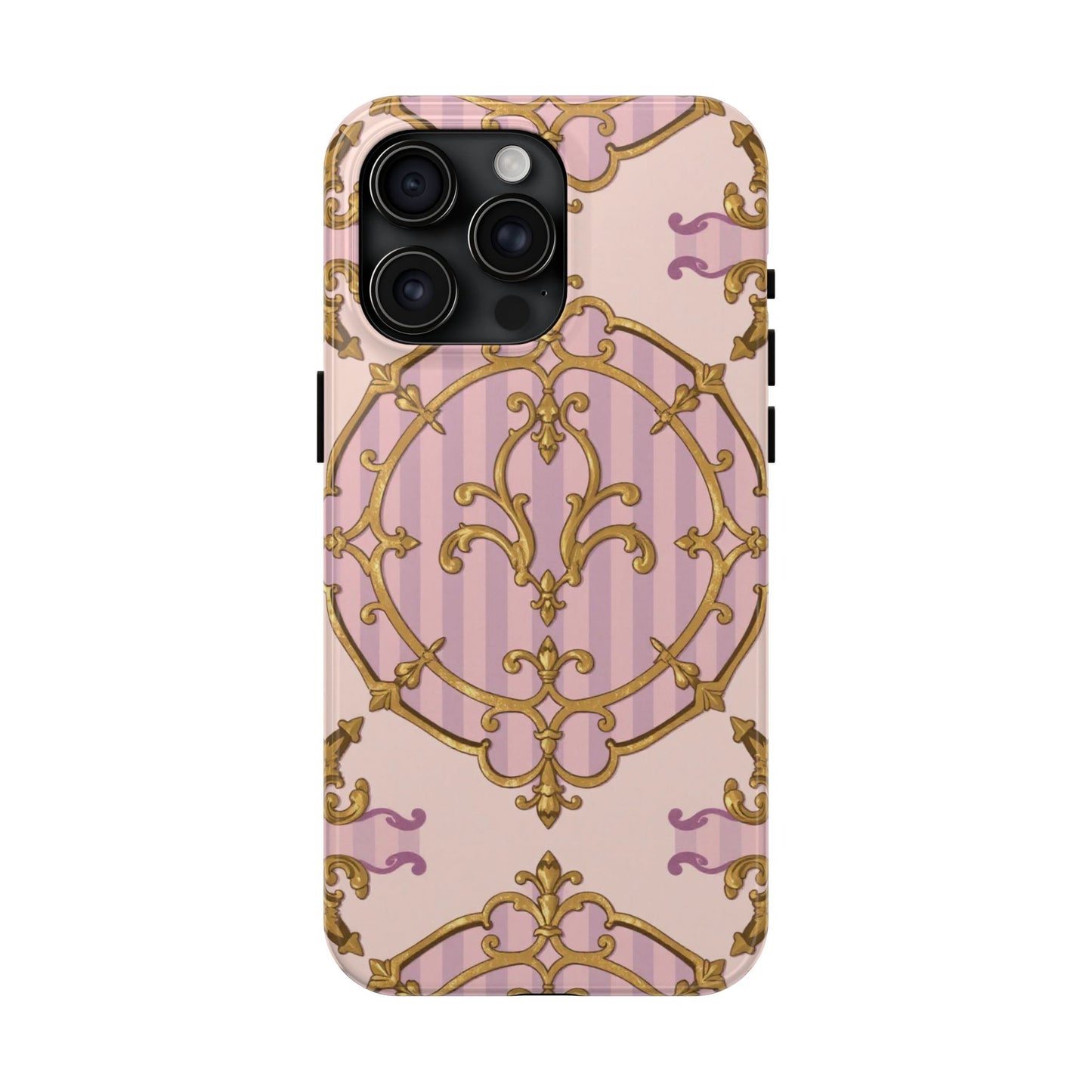 Elegant Vintage Phone Case, Tough Phone Case, Lavender & Alabaster Striped Gold Baroque Phone Cover, Stylish Phone Protector, Gift for Her