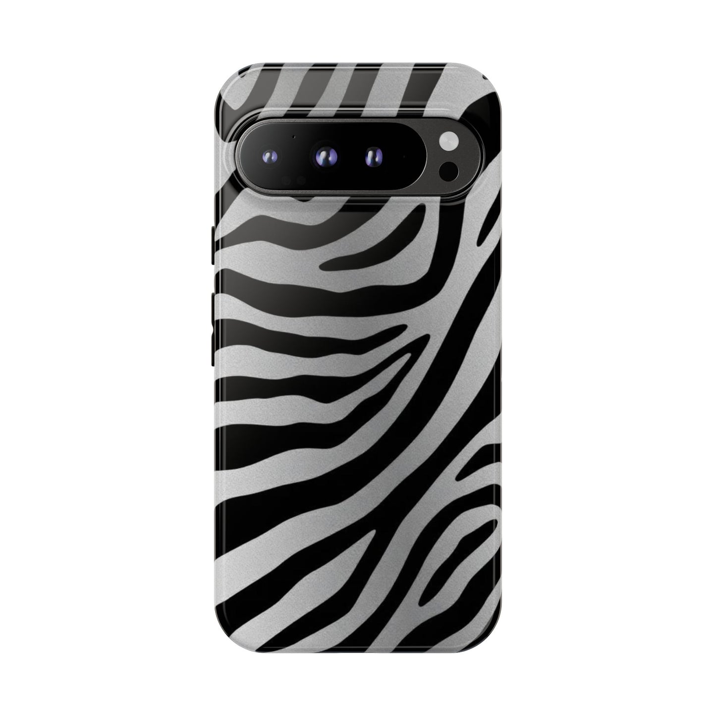 Zebra Print Tough Phone Case - Silver