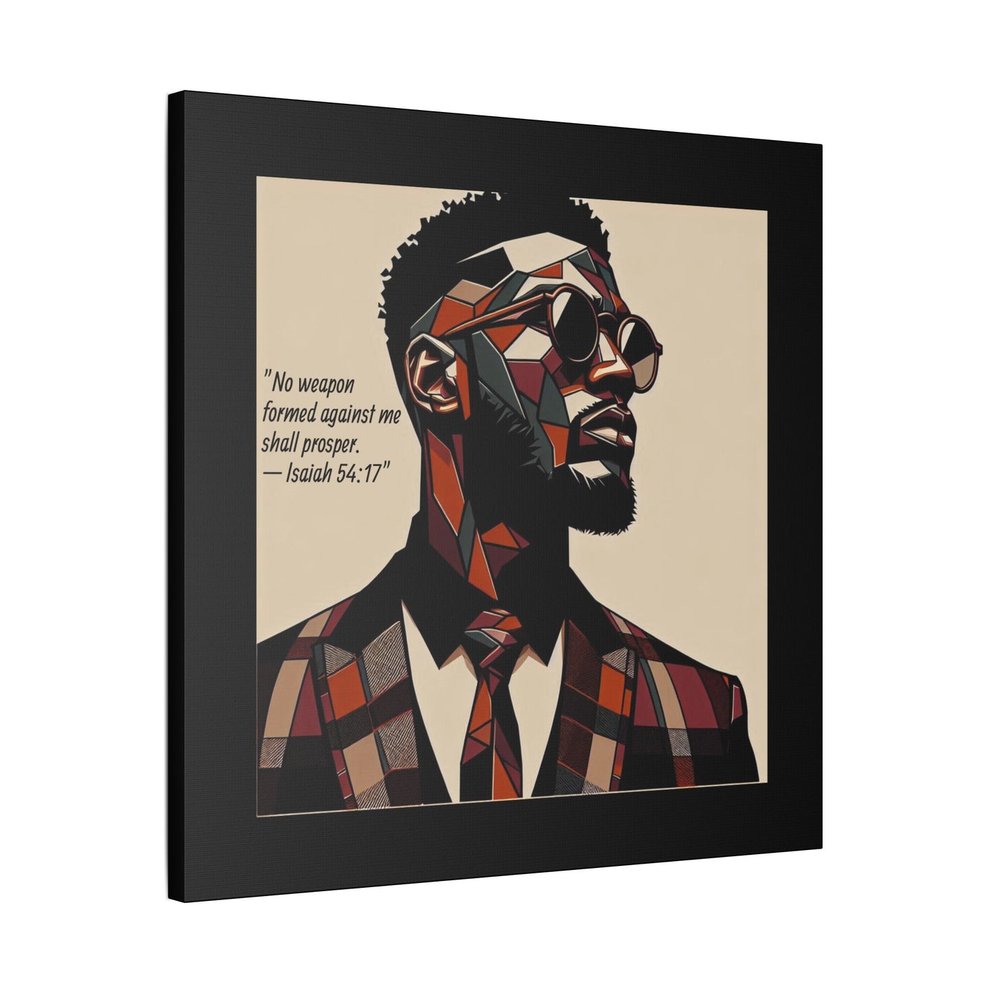 Afro Art Print Canvas, Wall Decor, Satin Stretched Canvas, African American Art, Office Decor, Home Decor - Isaiah 54:17