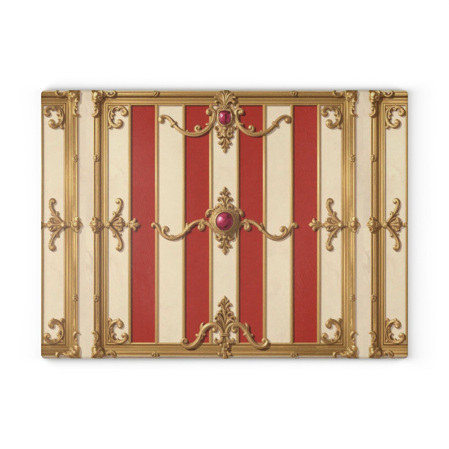 Elegant Baroque Pattern Glass Cutting Board – Perfect for Home Chefs and Culinary Gifts - Alabaster & Dusk Orange Striped Baroque