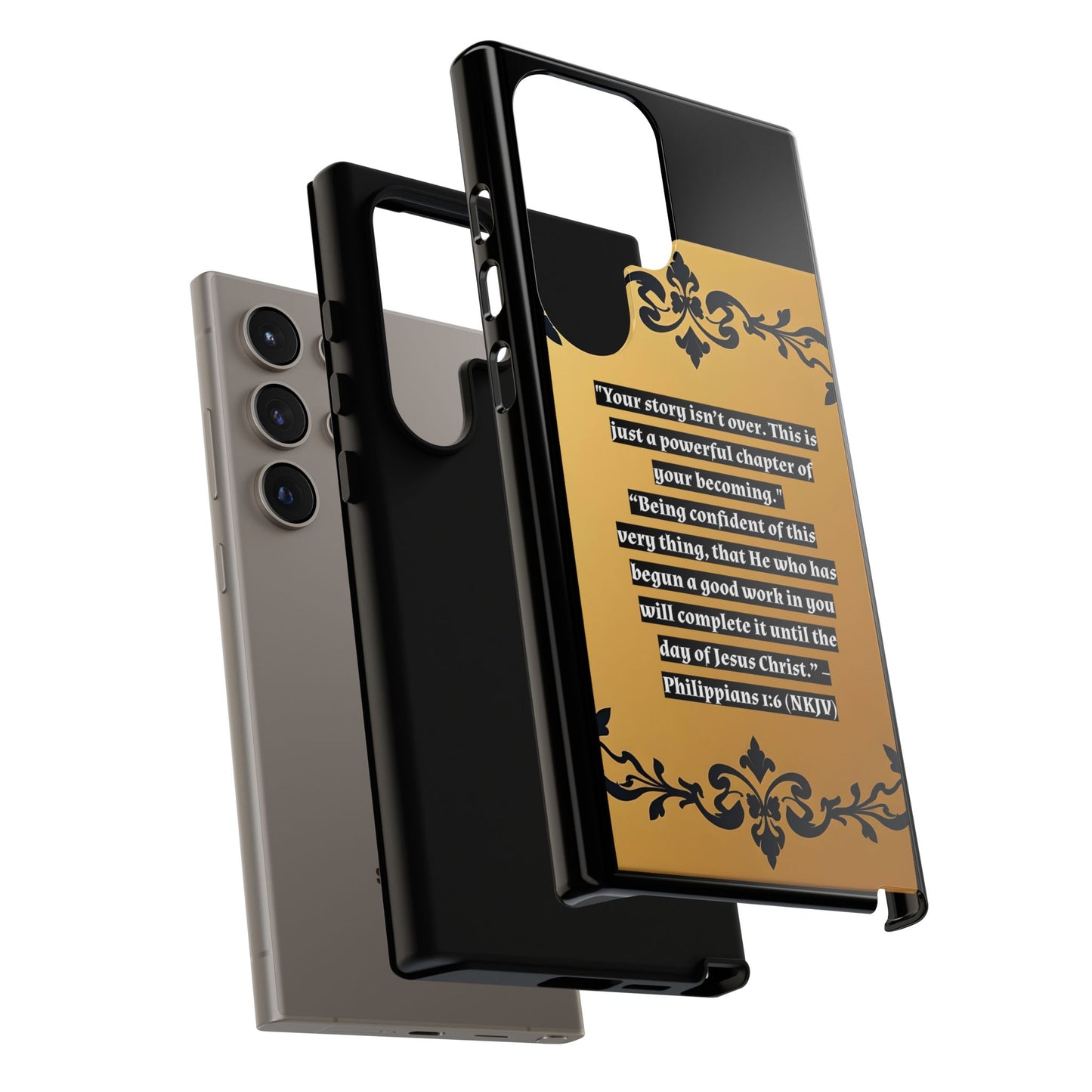 Elegant Floral Motif Phone Case - Tough Cases with Vintage Design - "Your story isn't over"