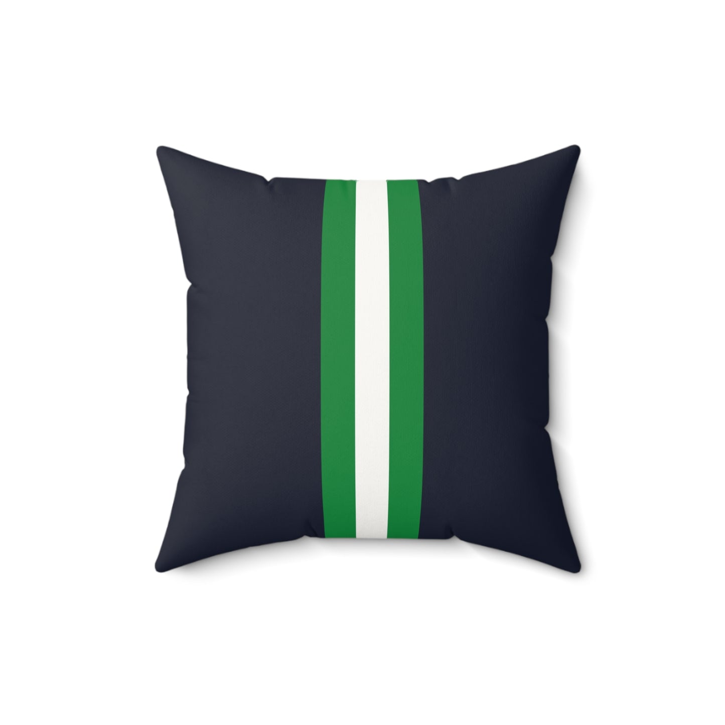 Lunar Midnight & Green-White Striped Modern Faux Suede Square Pillow, Decorative Cushion, Home Decor, Couch Pillow, Gift for Homeowners