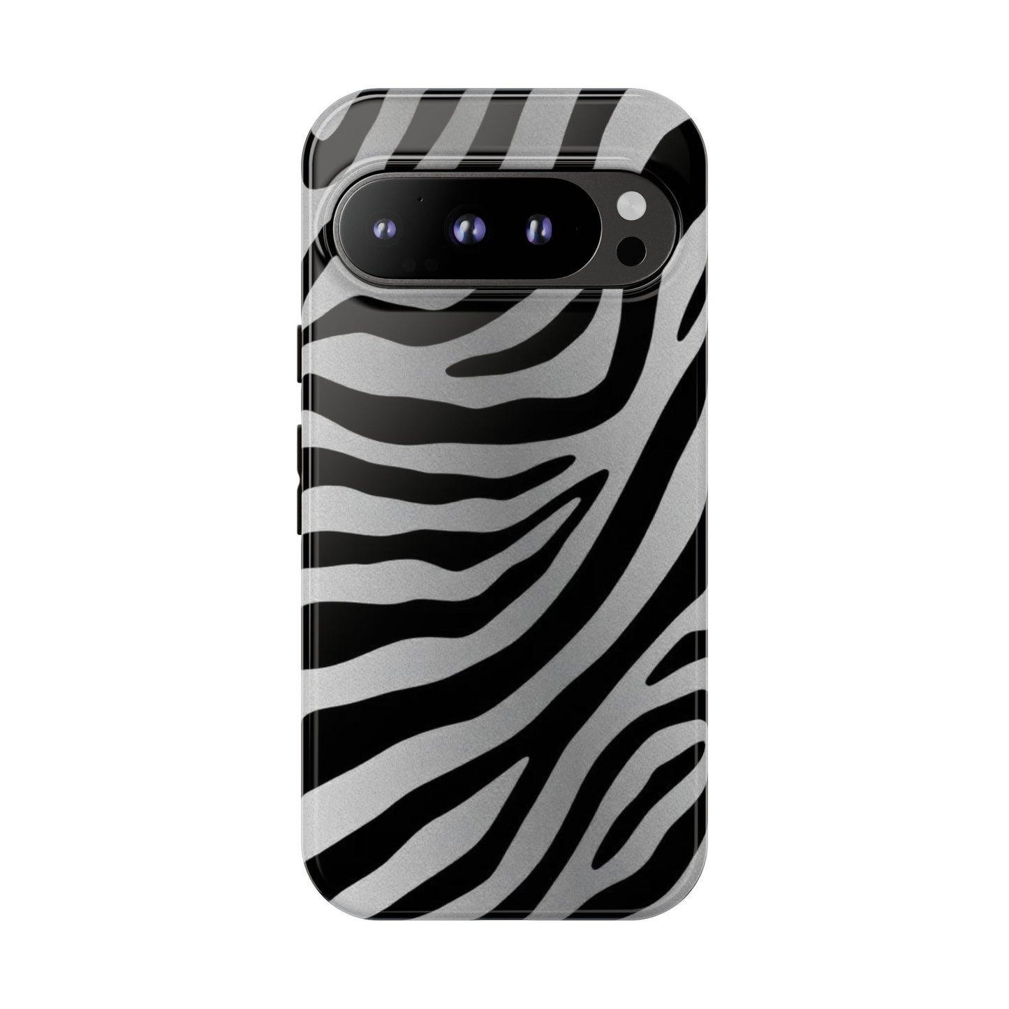 Zebra Print Tough Phone Case - Silver