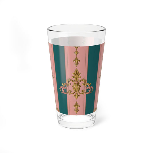 Elegant Mixing Glass, Vintage Style Drinkware, Perfect for Parties, Home Bar, Wedding Gifts - Pink & Teal Striped Gold Baroque