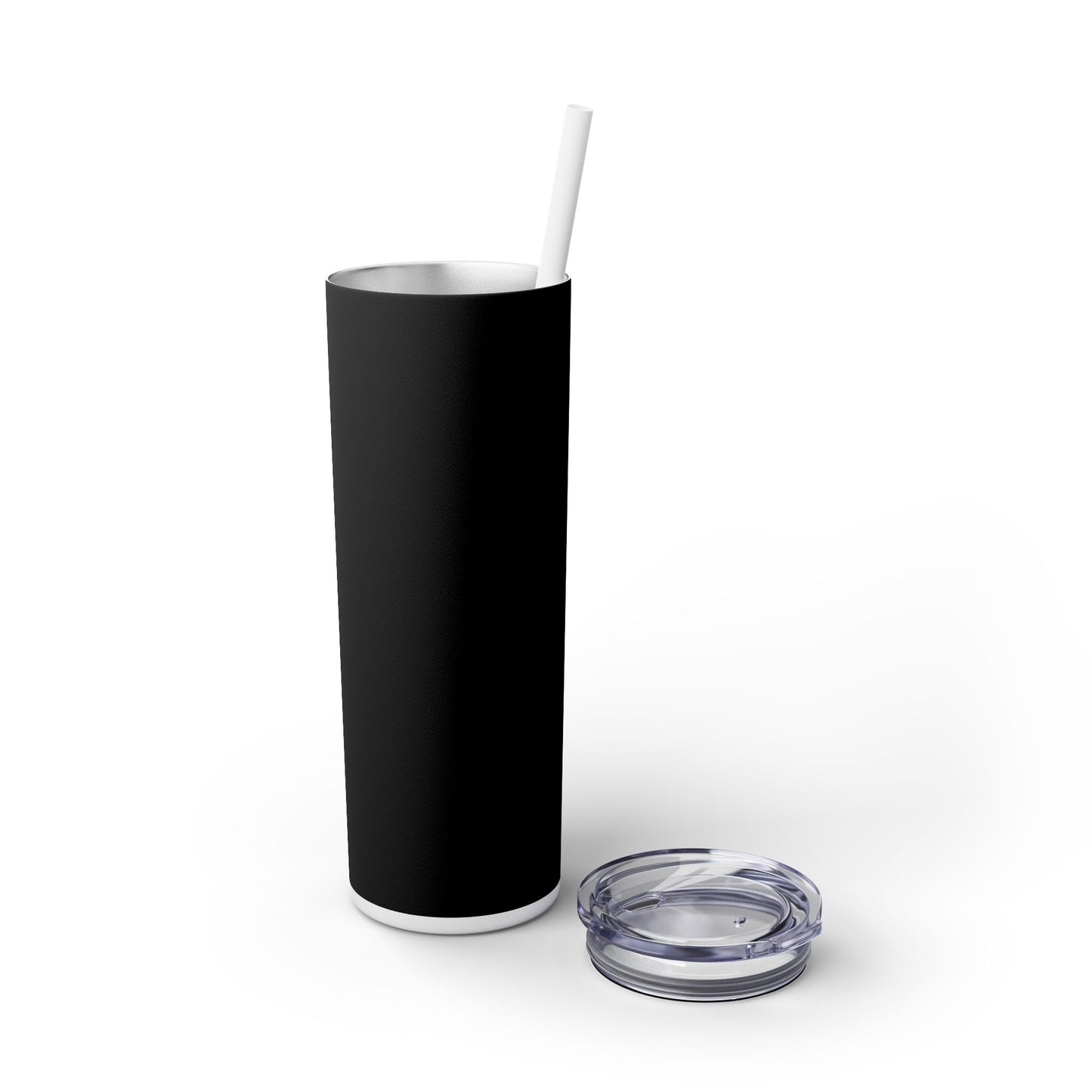 Stylish Black Skinny Tumbler with Straw, 20oz - Perfect for Coffee, Juice, and Smoothies, Ideal Gift for Any Occasion