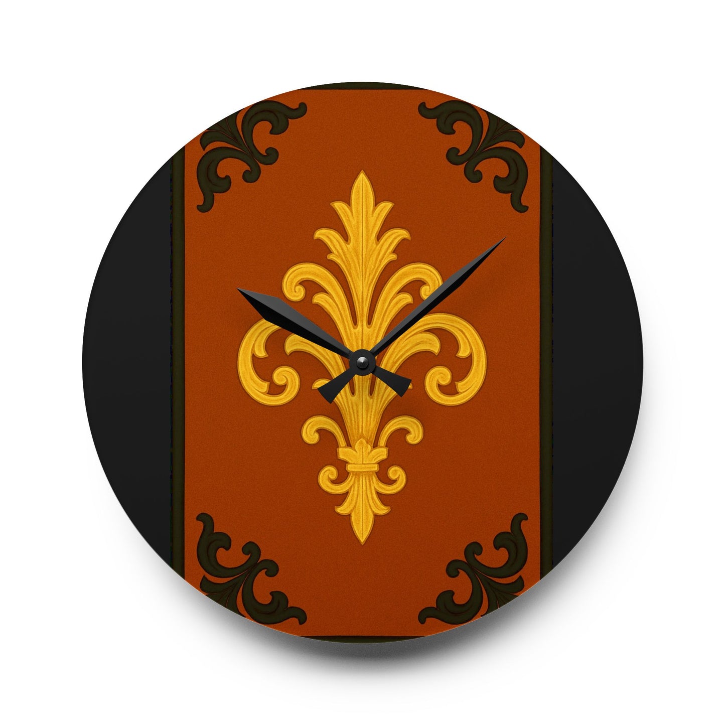 Dusk Terracotta Baroque Acrylic Wall Clock — Ornate Decorative Clock