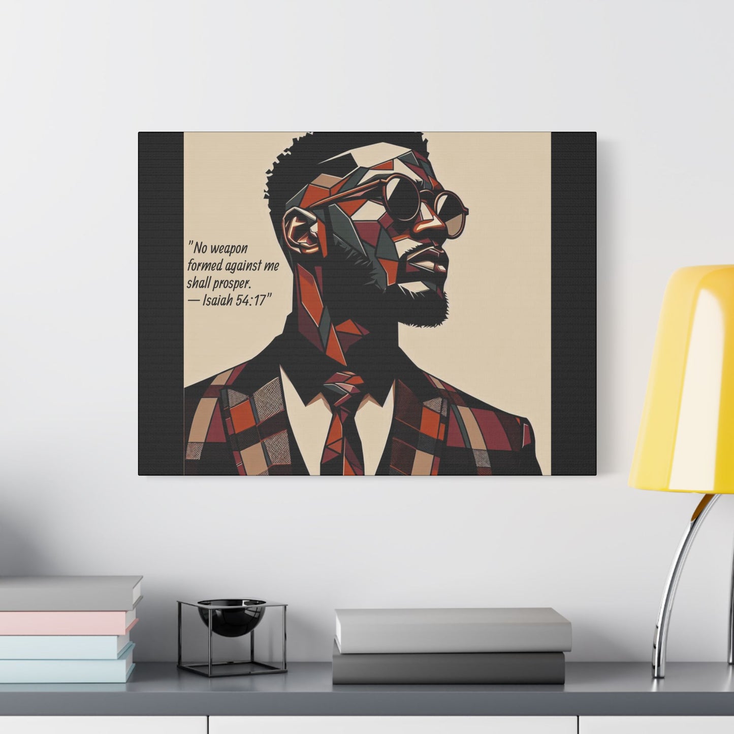 Afro Art Print Canvas, Wall Decor, Satin Stretched Canvas, African American Art, Office Decor, Home Decor - Isaiah 54:17