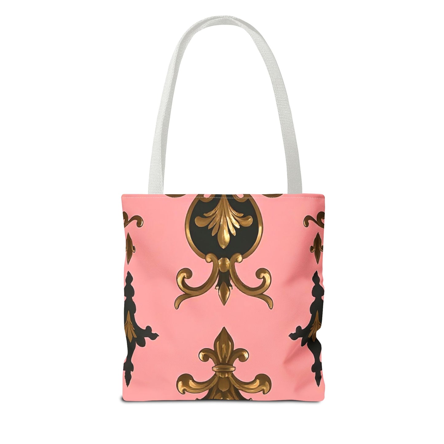 Elegant Patterned Tote Bag - Chic Carry-All for Everyday Use, Fashion Accessory - Pink, Black & Gold Rococo