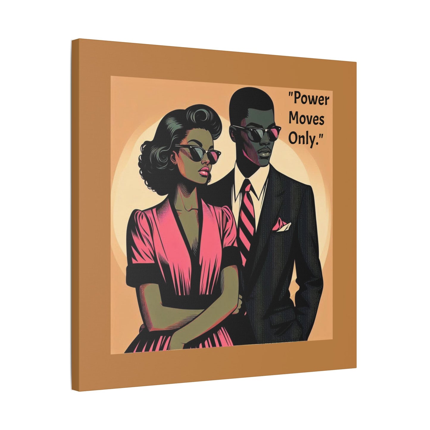 Afro Art Print Canvas, Wall Decor, Satin Stretched Canvas, African American Art, Office Decor, Home Decor - "Power Moves Only."