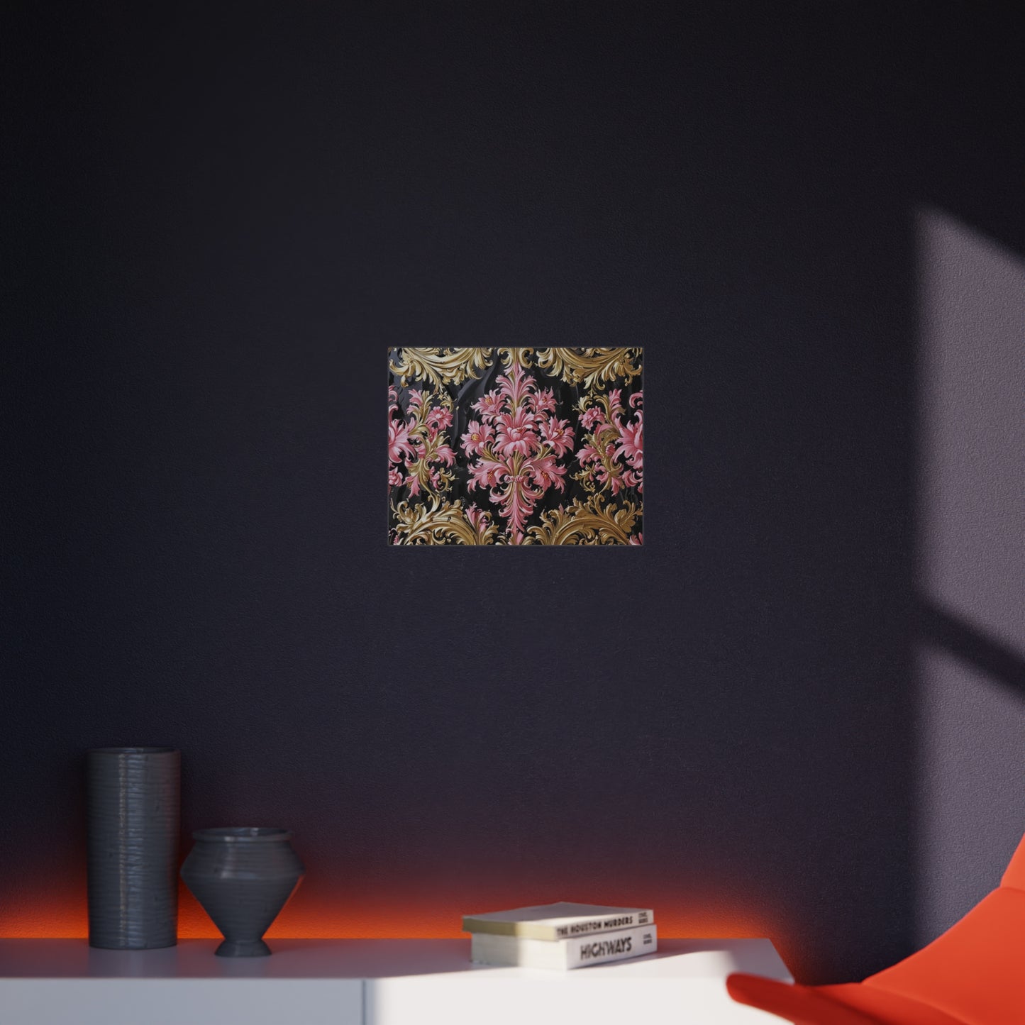 Elegant Floral Foam Board | Decorative Wall Art, Home Decor, Wedding Decor, Party Backdrop - Black & Pink Oil Painting Style Rococo