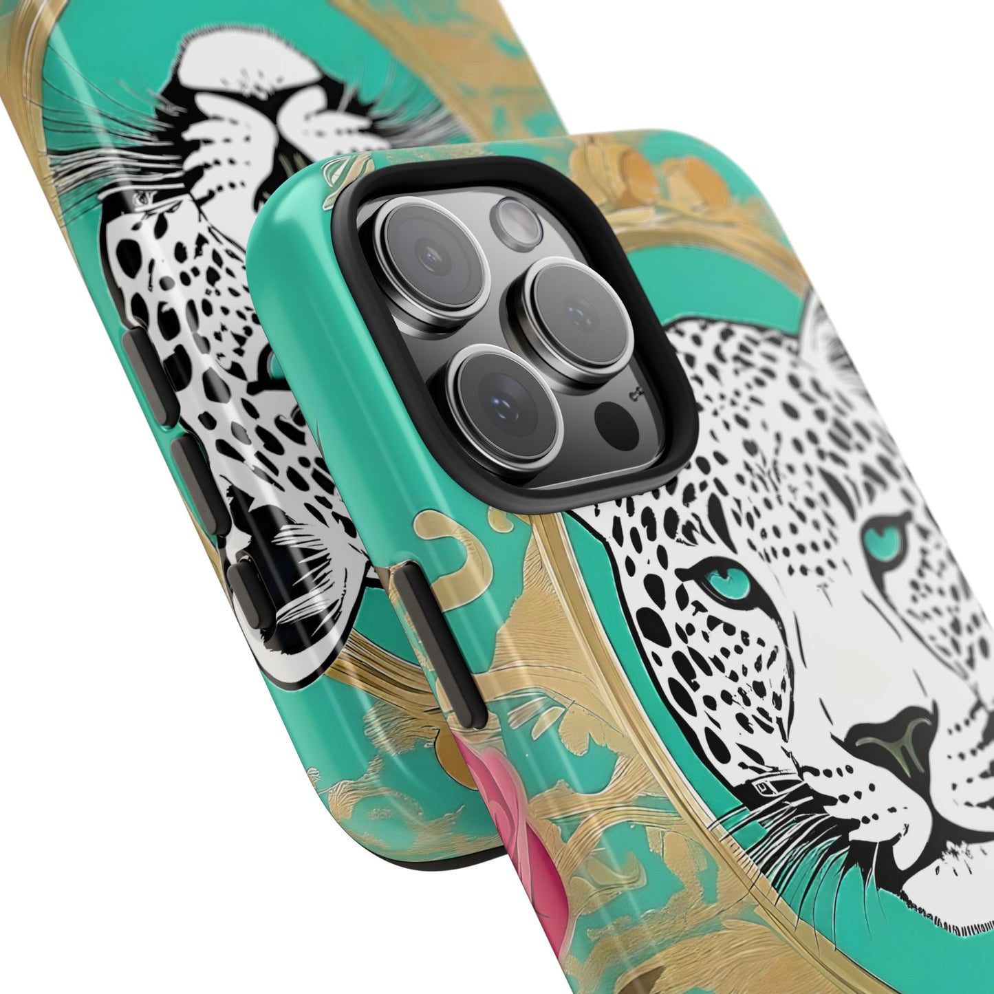 Leopard Tough Phone Case - Trendy Floral Design for Animal Lovers - Leopard & Rose