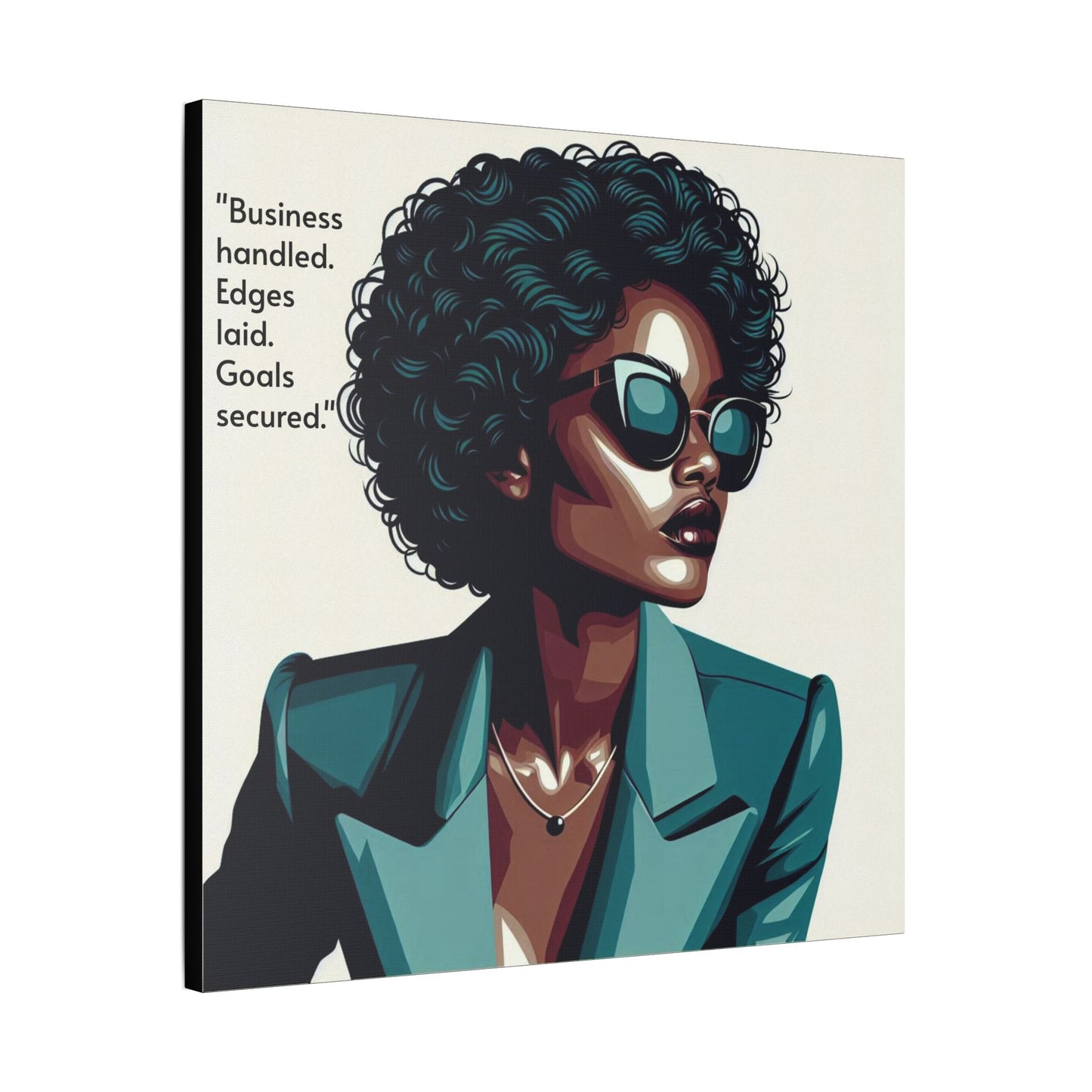 Afro Art Print Canvas, Wall Decor, Satin Stretched Canvas, African American Art, Office Decor, Home Decor - "Business handled."