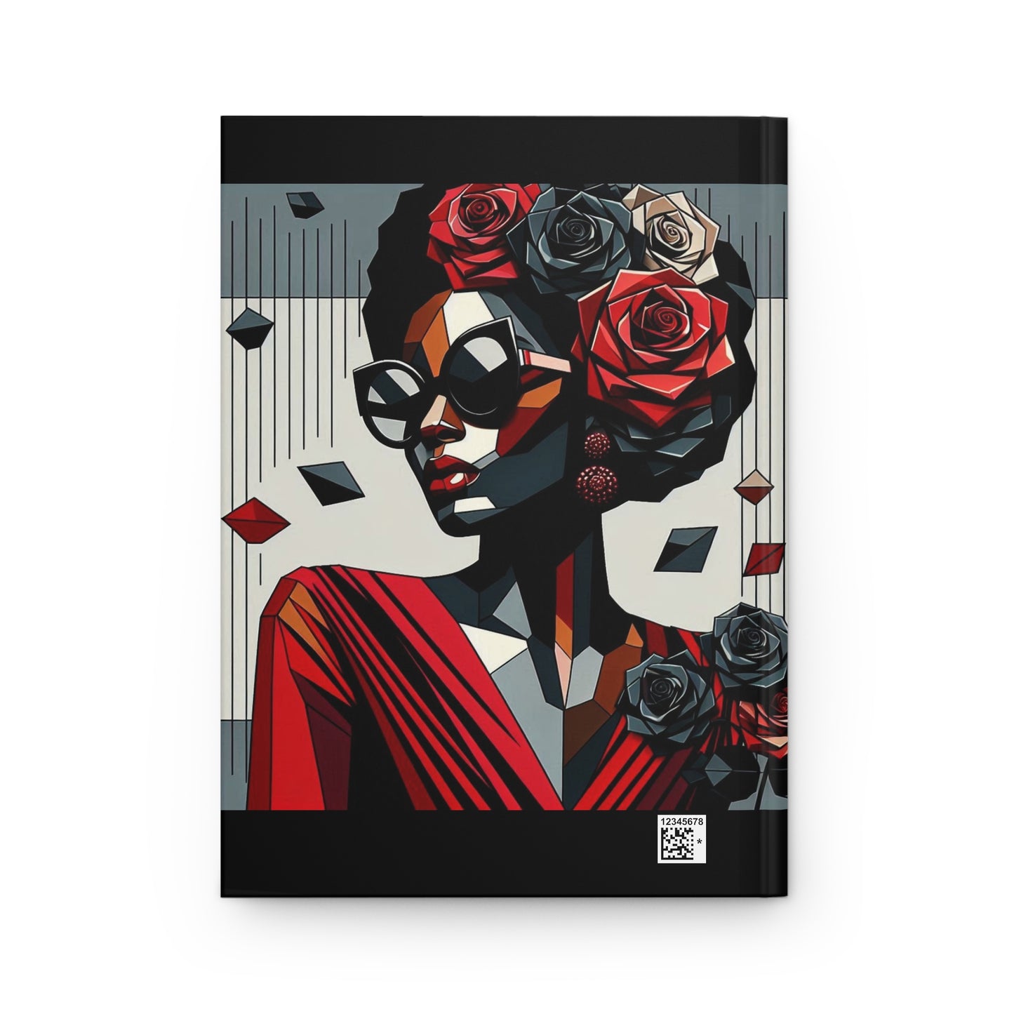 Elegant Floral Hardcover Journal - Stylish Writing Notebook - Lady In Red Design