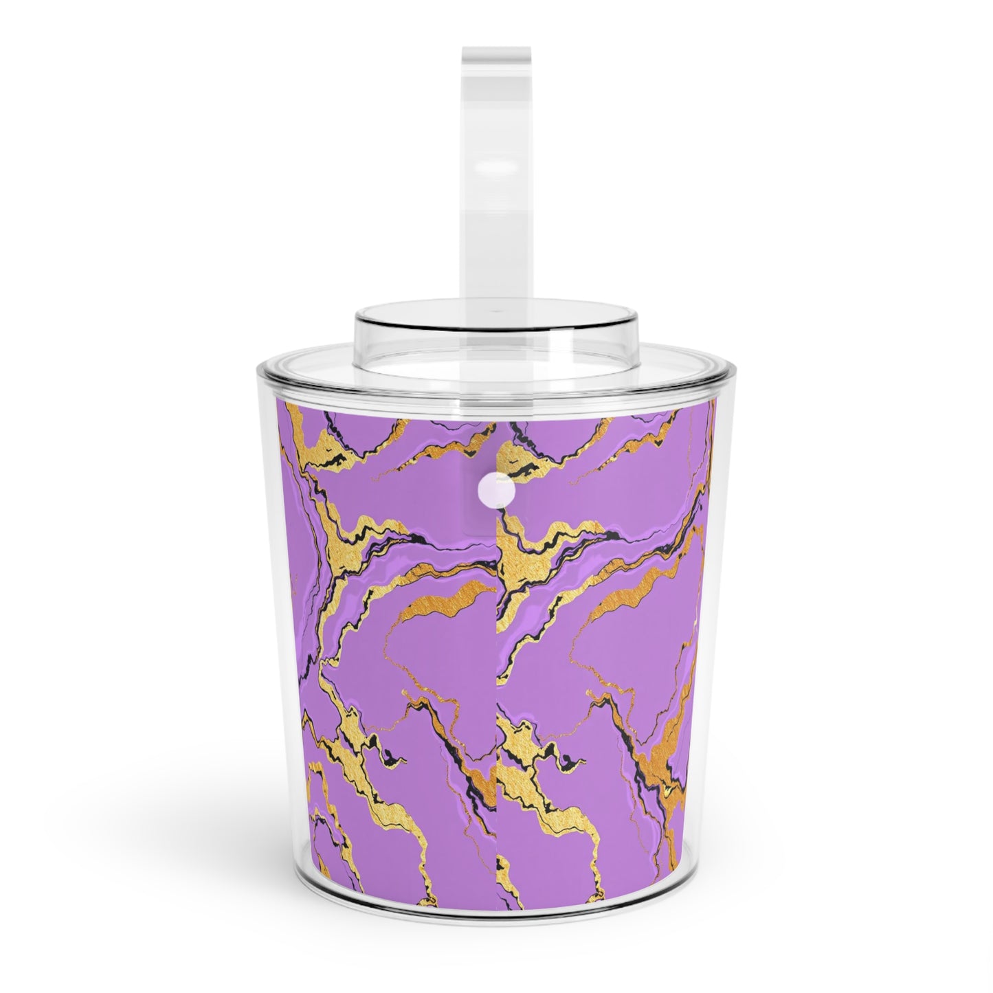 Elegant Lavender Marble Ice Bucket with Tongs, Stylish Drink Cooler, Barware for Parties, Home Decor, Perfect Gift for Entertaining