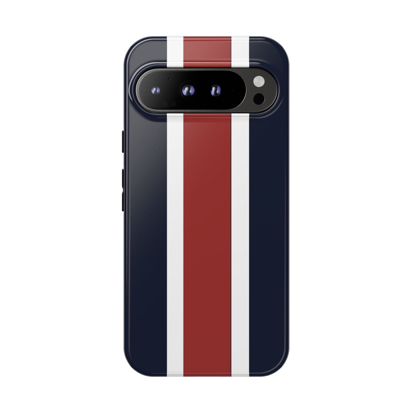 Lunar Midnight & Red-White Striped Stylish Phone Case - Tough Cases, Custom iPhone Cover, Sleek Phone Accessories, Gifts for Him/Her
