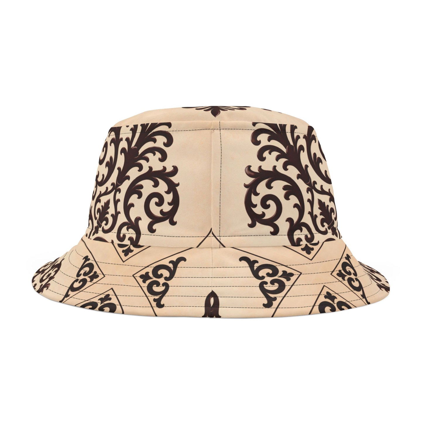 Almond-Beige & Brown Baroque Pattern Bucket Hat
