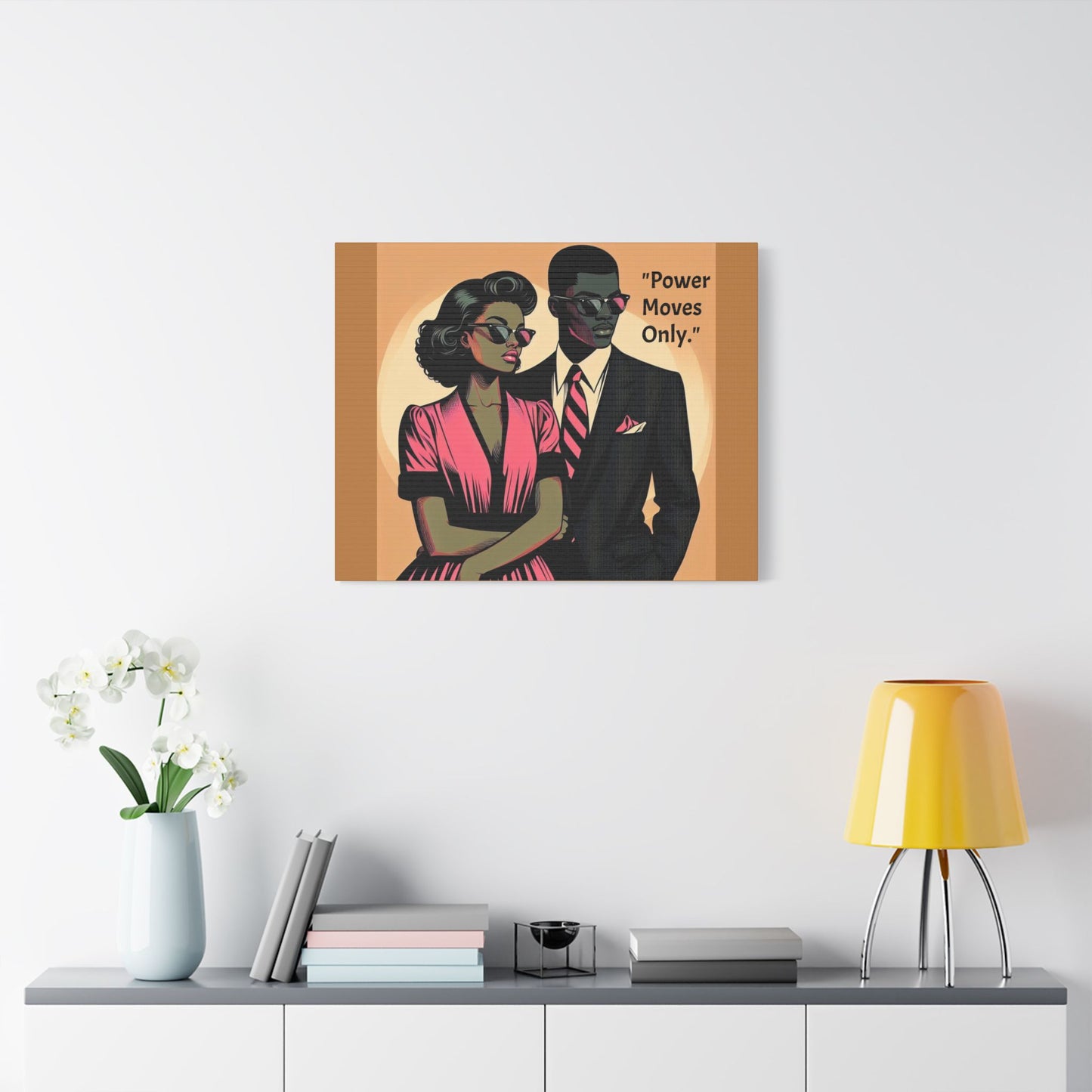 Afro Art Print Canvas, Wall Decor, Satin Stretched Canvas, African American Art, Office Decor, Home Decor - "Power Moves Only."