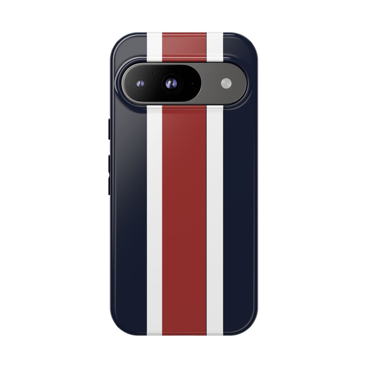 Lunar Midnight & Red-White Striped Stylish Phone Case - Tough Cases, Custom iPhone Cover, Sleek Phone Accessories, Gifts for Him/Her