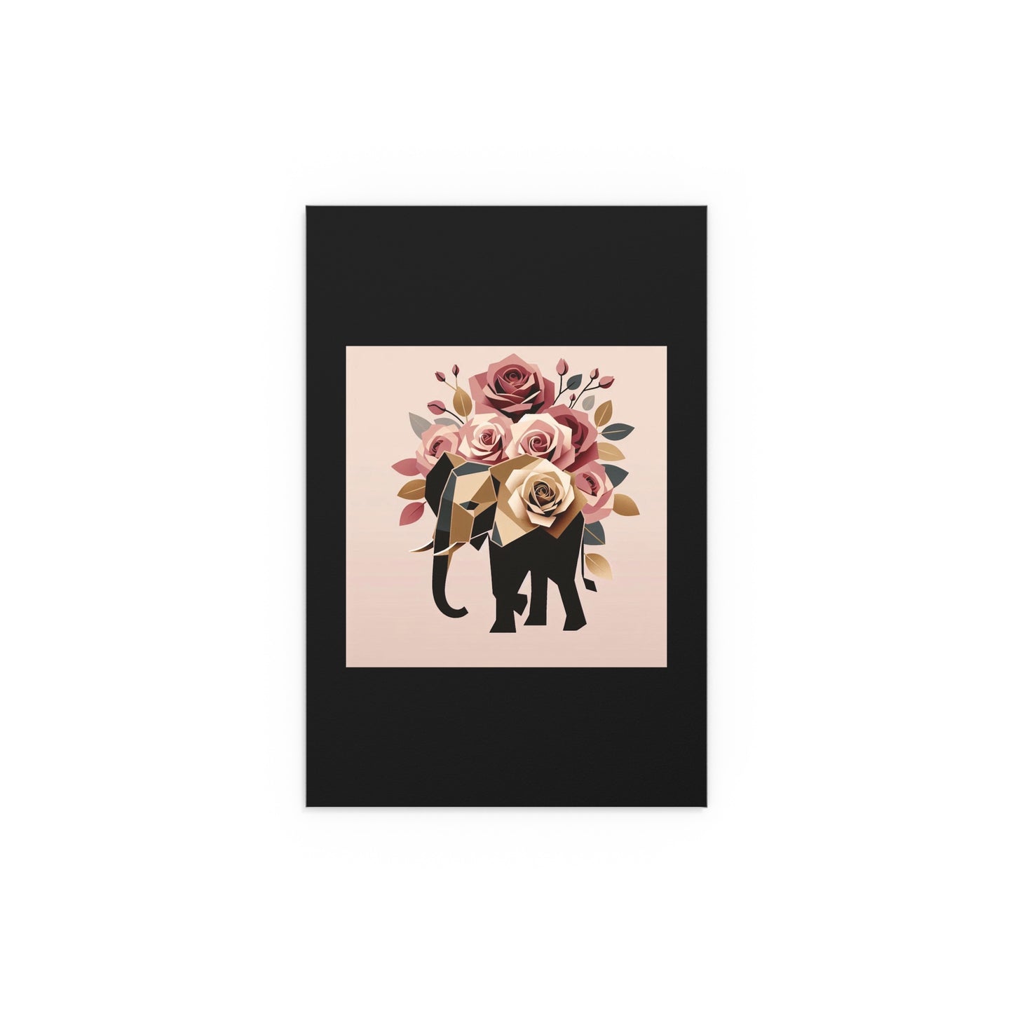 Elegant Floral Silk Poster - Indoor/Outdoor Wall Art for Home Decor - Black & Gold Elephant & Roses