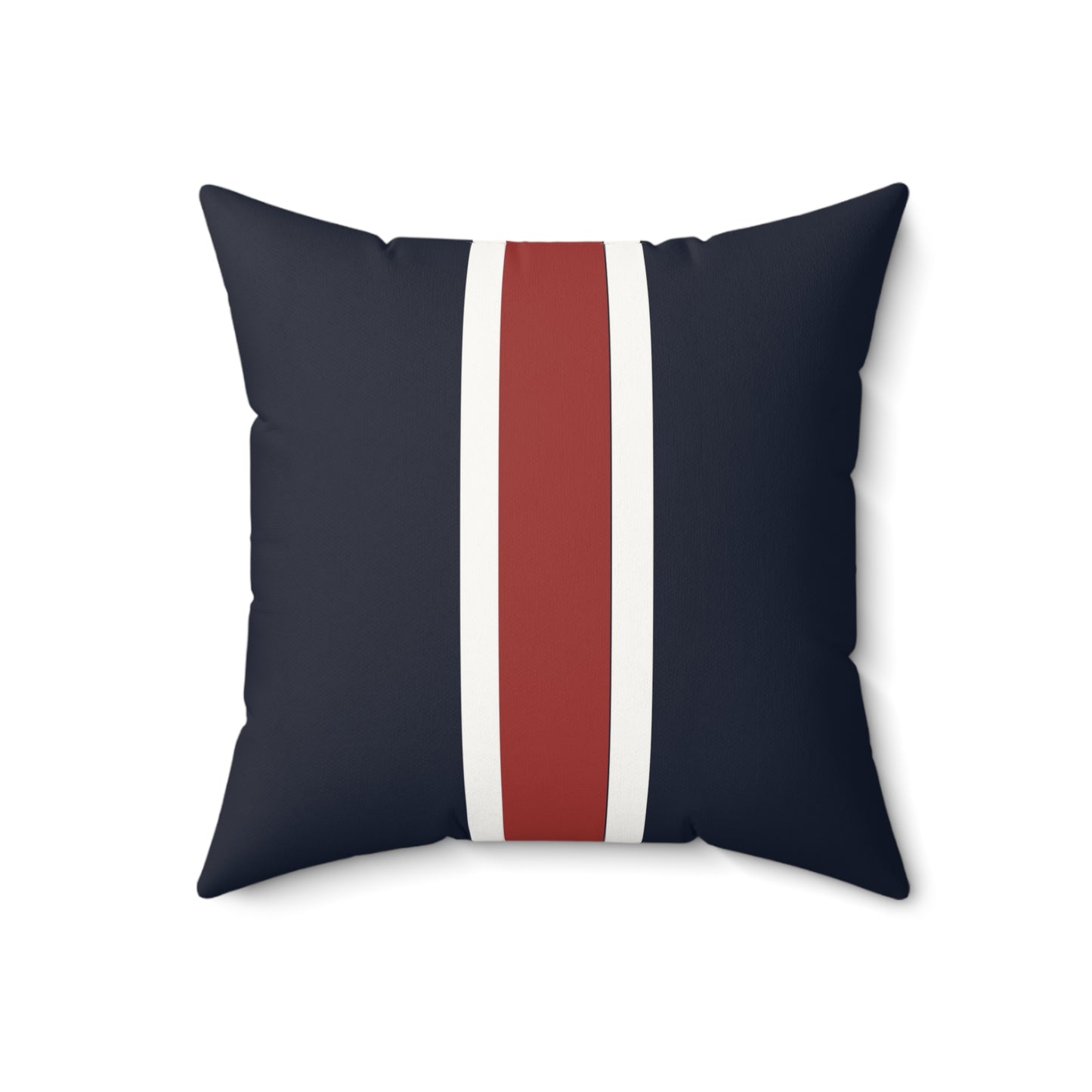 Lunar Midnight & Red-White Striped Faux Suede Square Pillow | Coastal Home Decor, Modern Cushion, Living Room Accent, Gift for Homeowners