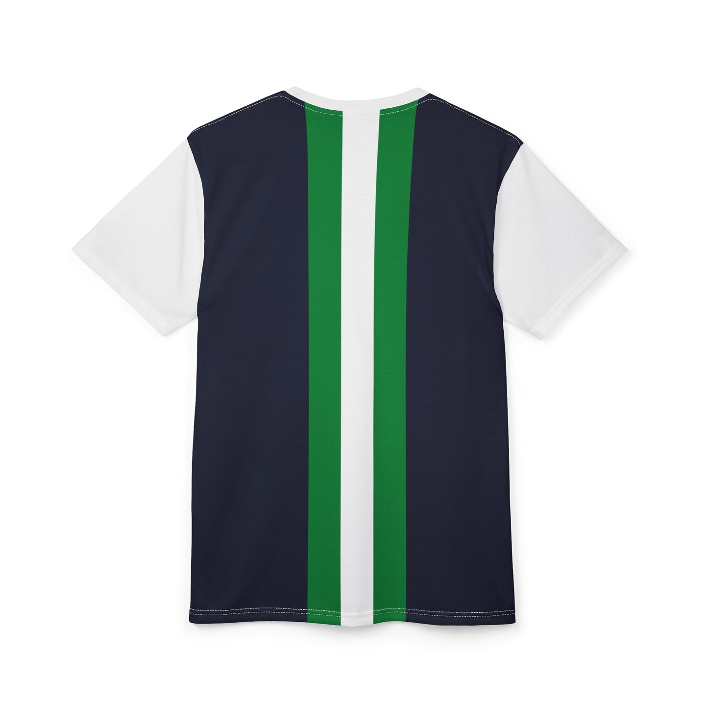 Lunar Midnight & Green-White Striped (White Collar) Modern Striped Unisex Tee – Casual Style, Graphic Design, Summer Fashion, Gift for Him/Her