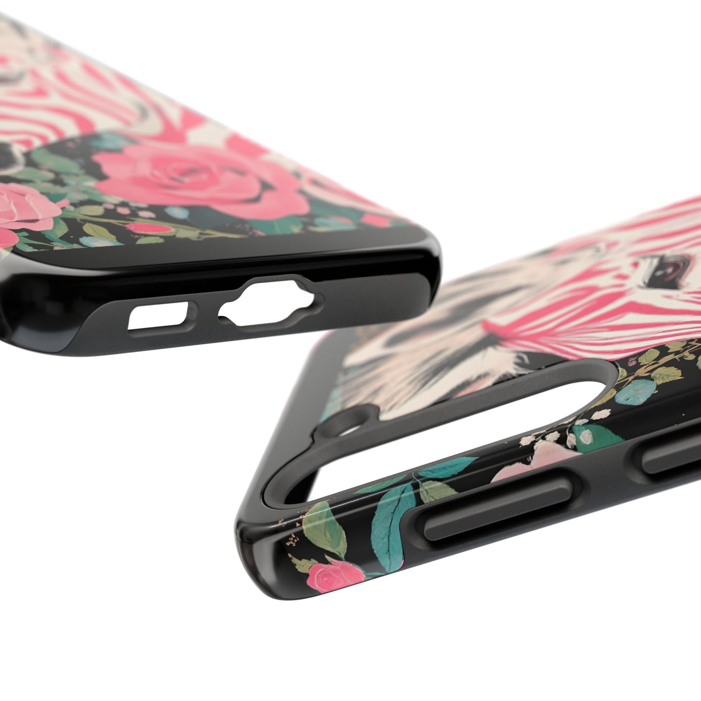 Pink Zebra Tough Phone Case - Trendy Floral Design for Animal Lovers
