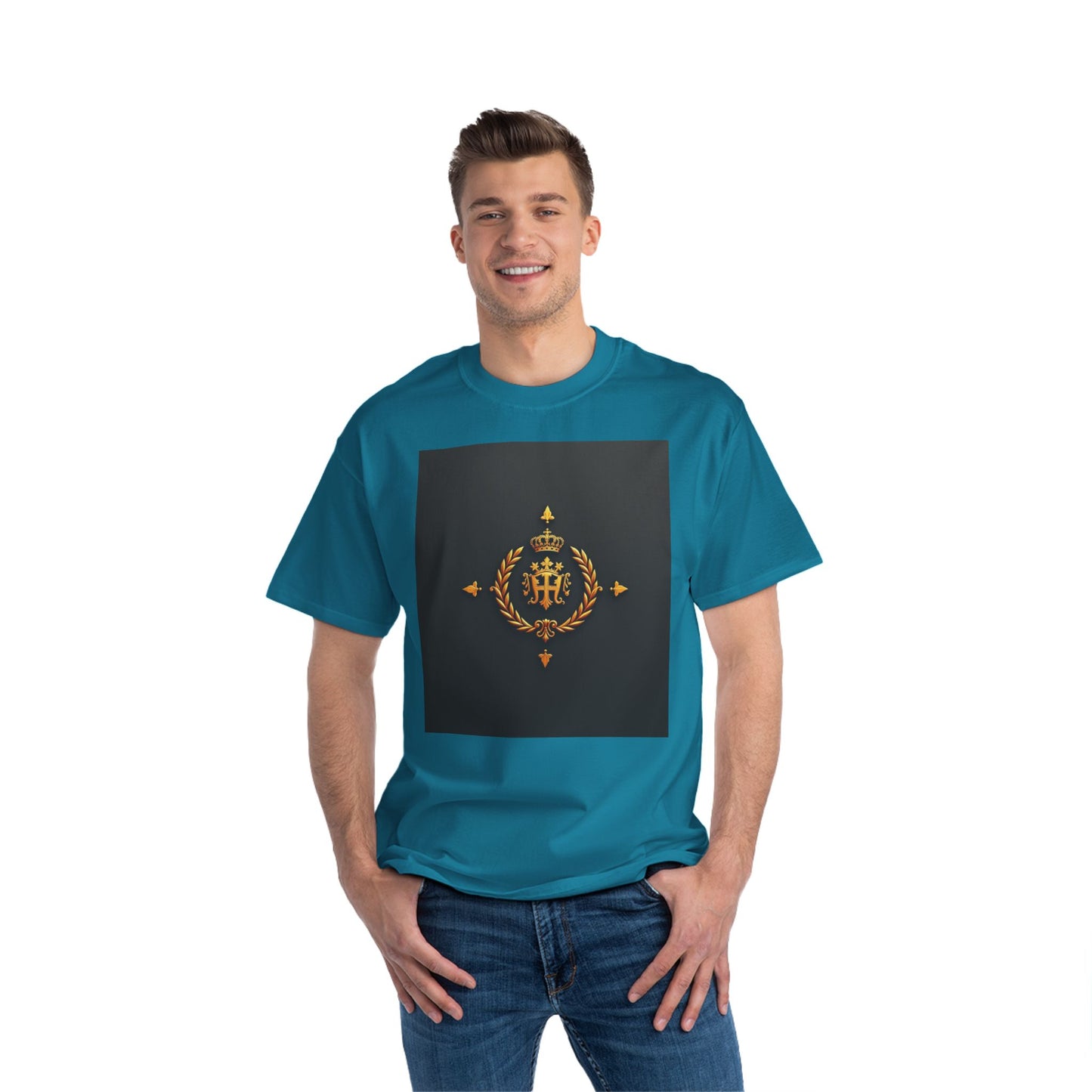 Stylish Gold Emblem T-Shirt, Casual Tee, Unique Gift, Everyday Wear, Graphic Shirt, Fashion Statement - Gold Crest