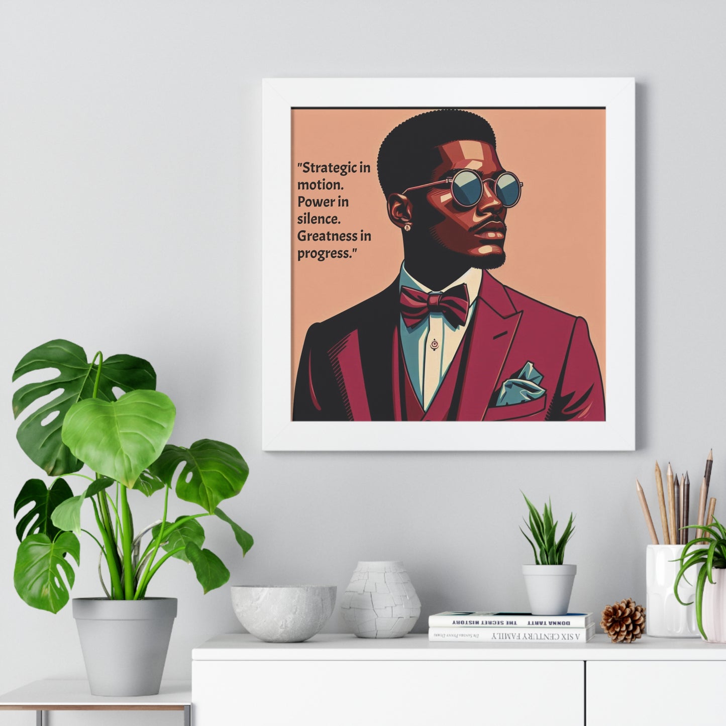 Stylish Framed Vertical Poster - Modern Art for Home Decor - "Strategic in Motion....."