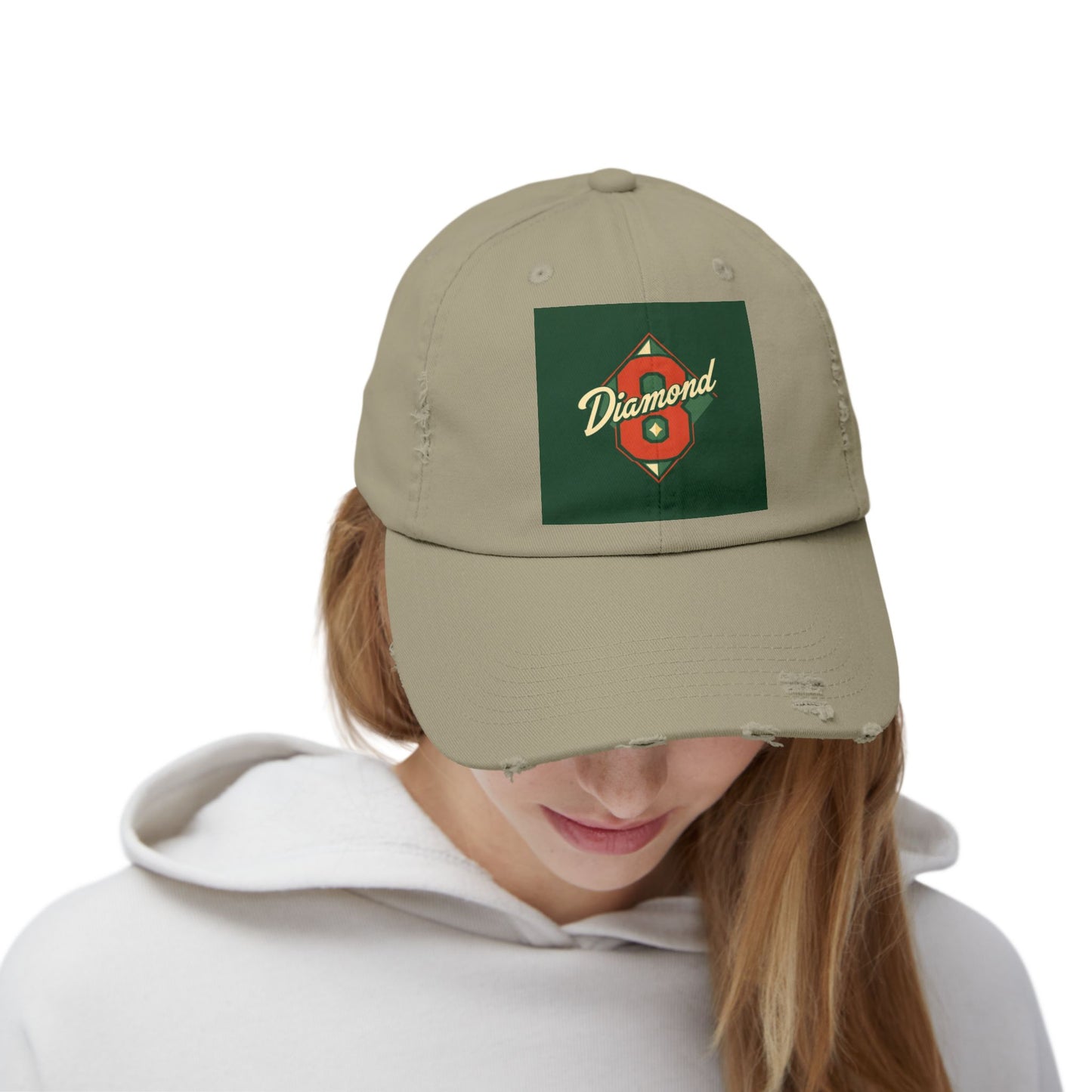 Unisex Distressed Cap - Vintage Baseball Style Hat, Cool Casual Headwear - Diamond 8