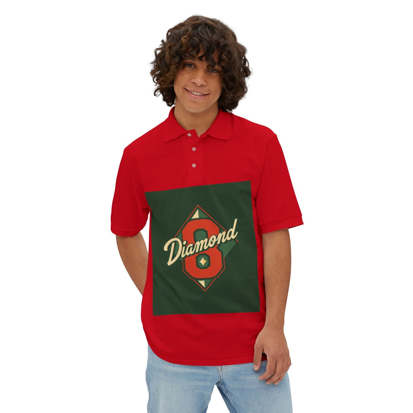 Vintage Baseball Diamond Polo Shirt, Men's Golf Shirt, Casual Summer Polo - Diamond 8