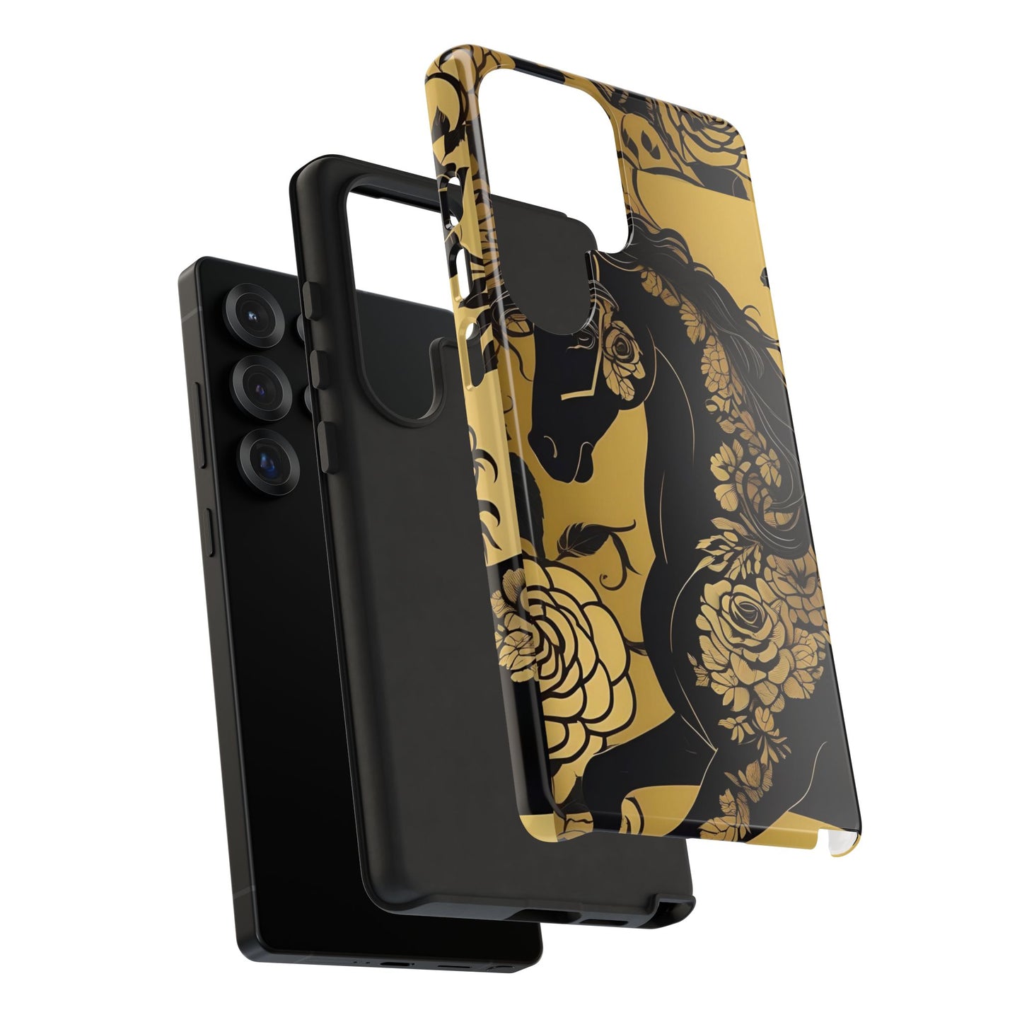 Phone Case - Elegant Horse & Roses Design